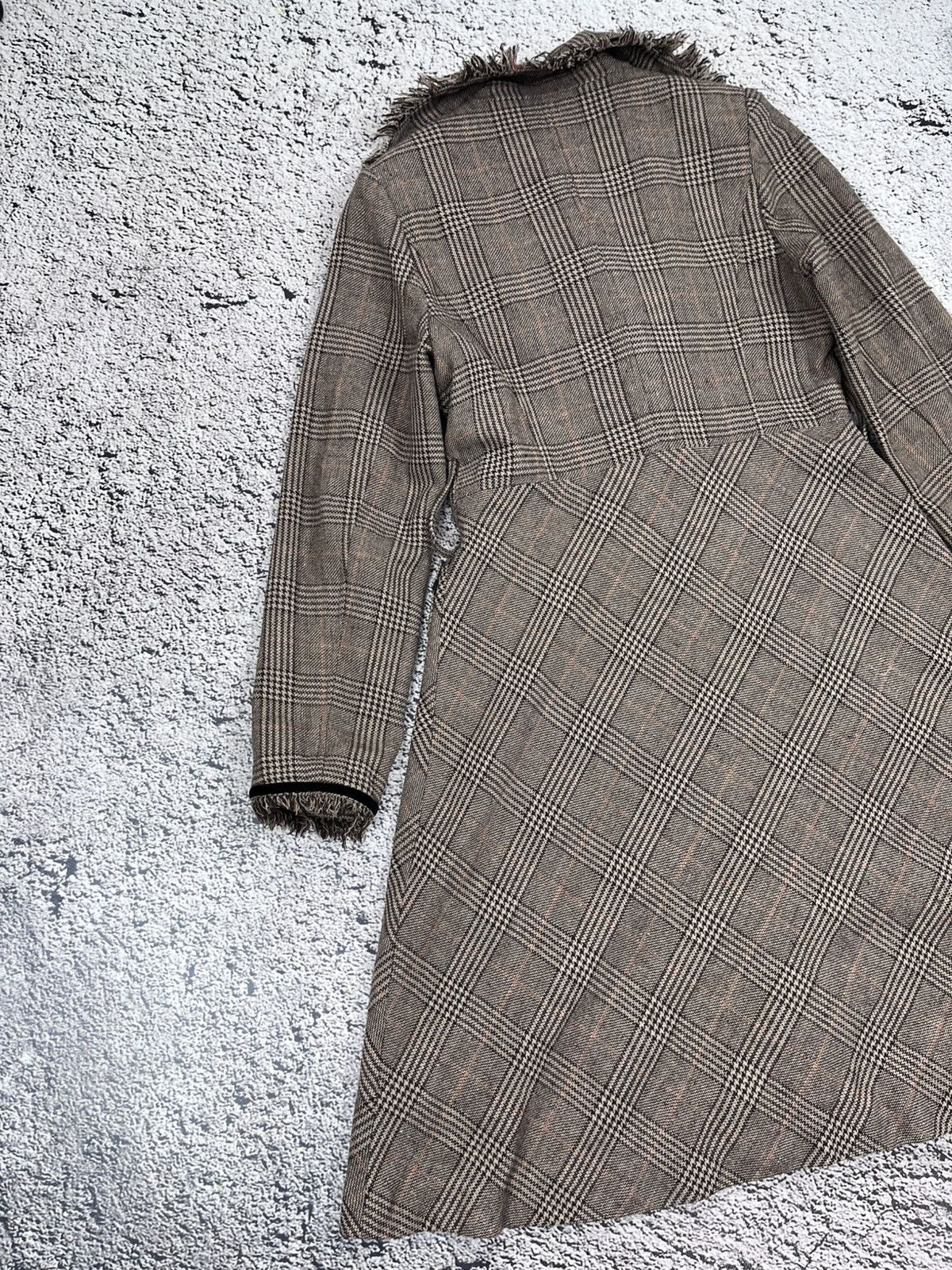 Kenzo Vintage Kenzo Plaid Coat Frayed Trim Wool Blend Womens 38 Size XS / US 0-2 / IT 36-38 - 14 Thumbnail