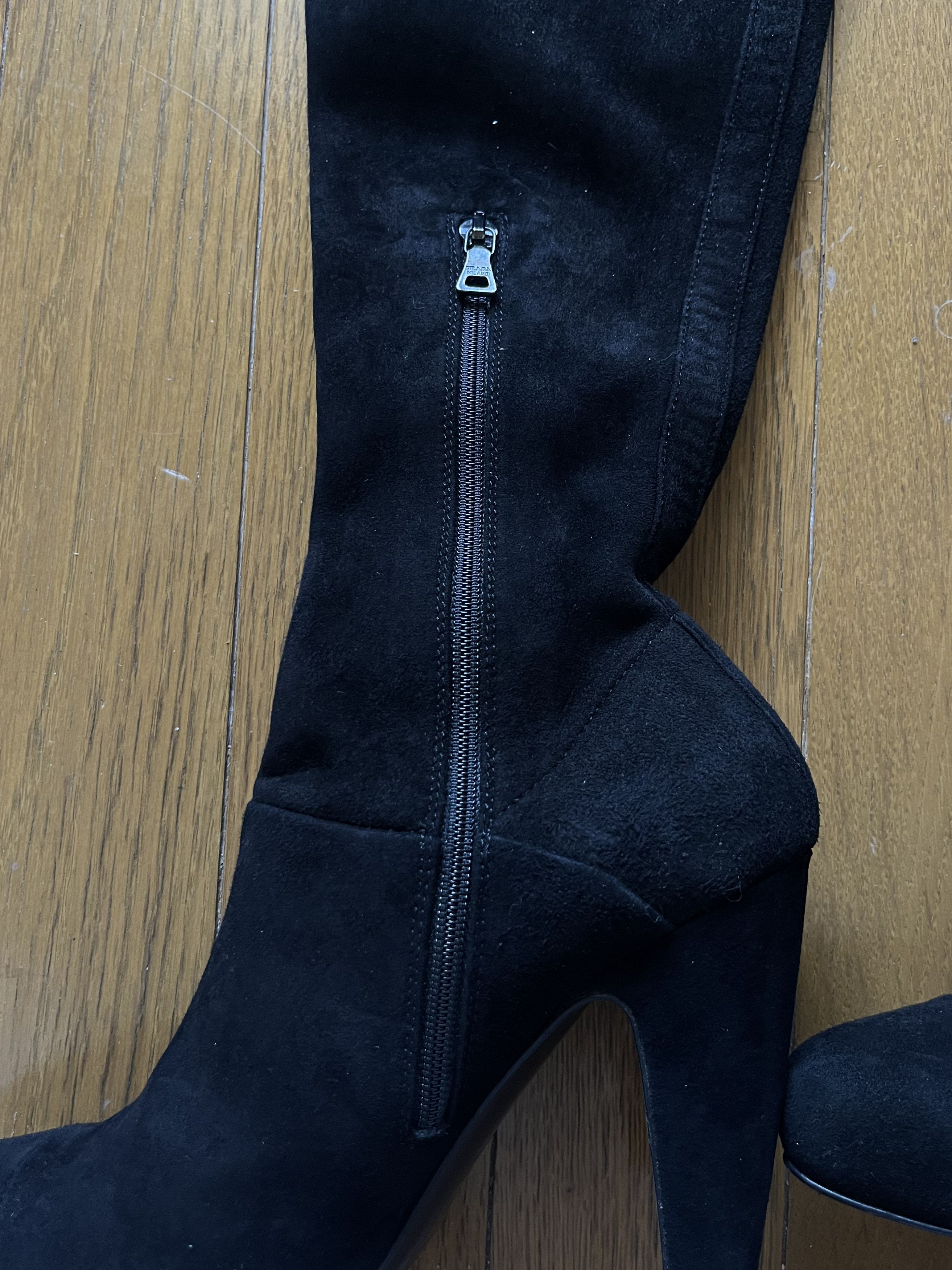 Prada black thigh high boots
