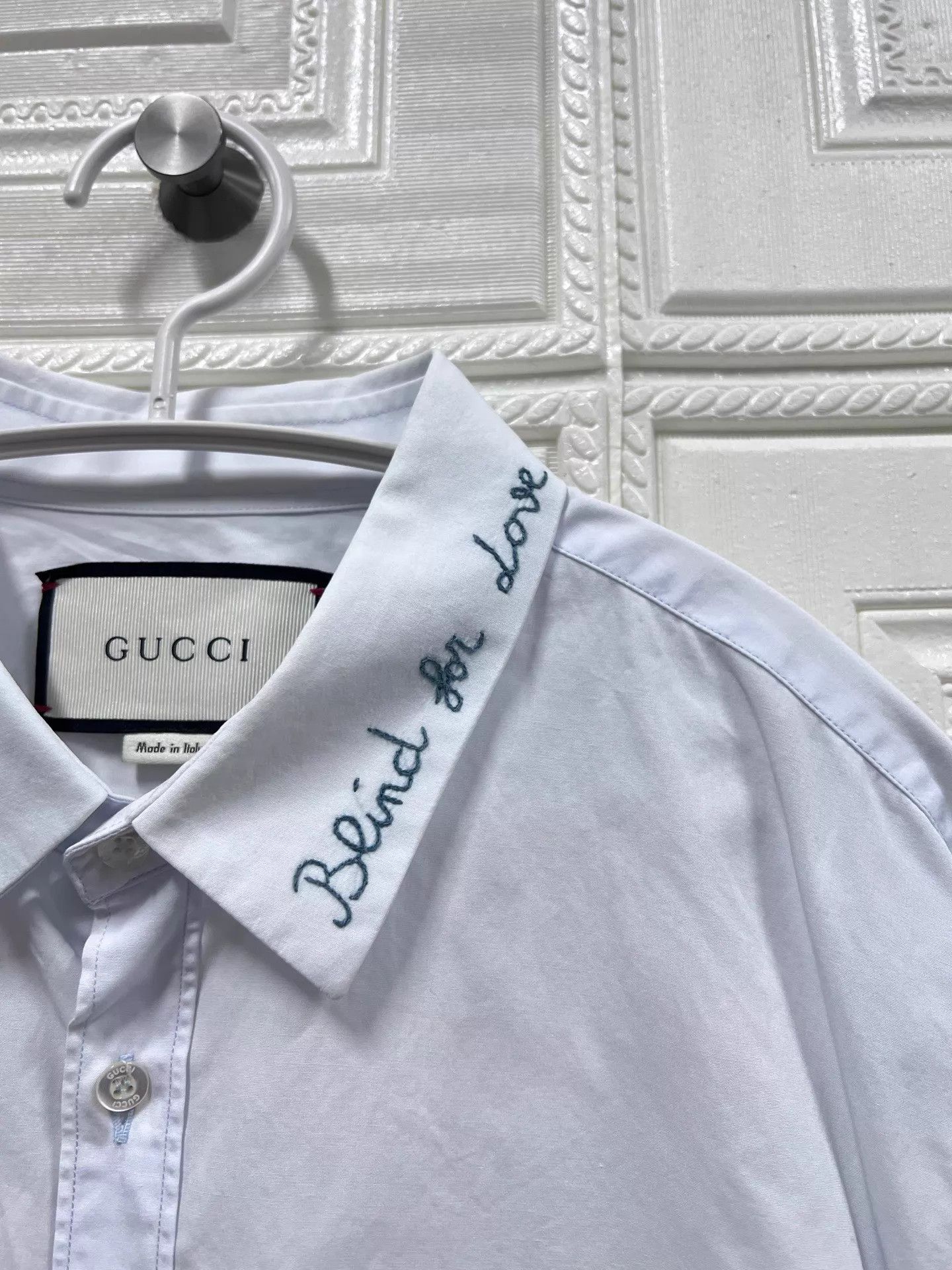 Gucci Gucci Collar Embroidered Letter Shirt 40 99 New Size US M / EU 48-50 / 2 - 6 Thumbnail