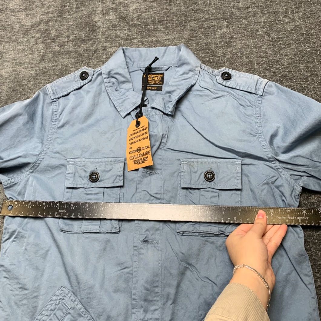 Vintage Civilianaire Wash and Wear Herringbone Peace Jacket Men Medium Blue Button Front Jacket Size US M / EU 48-50 / 2 - 6 Thumbnail