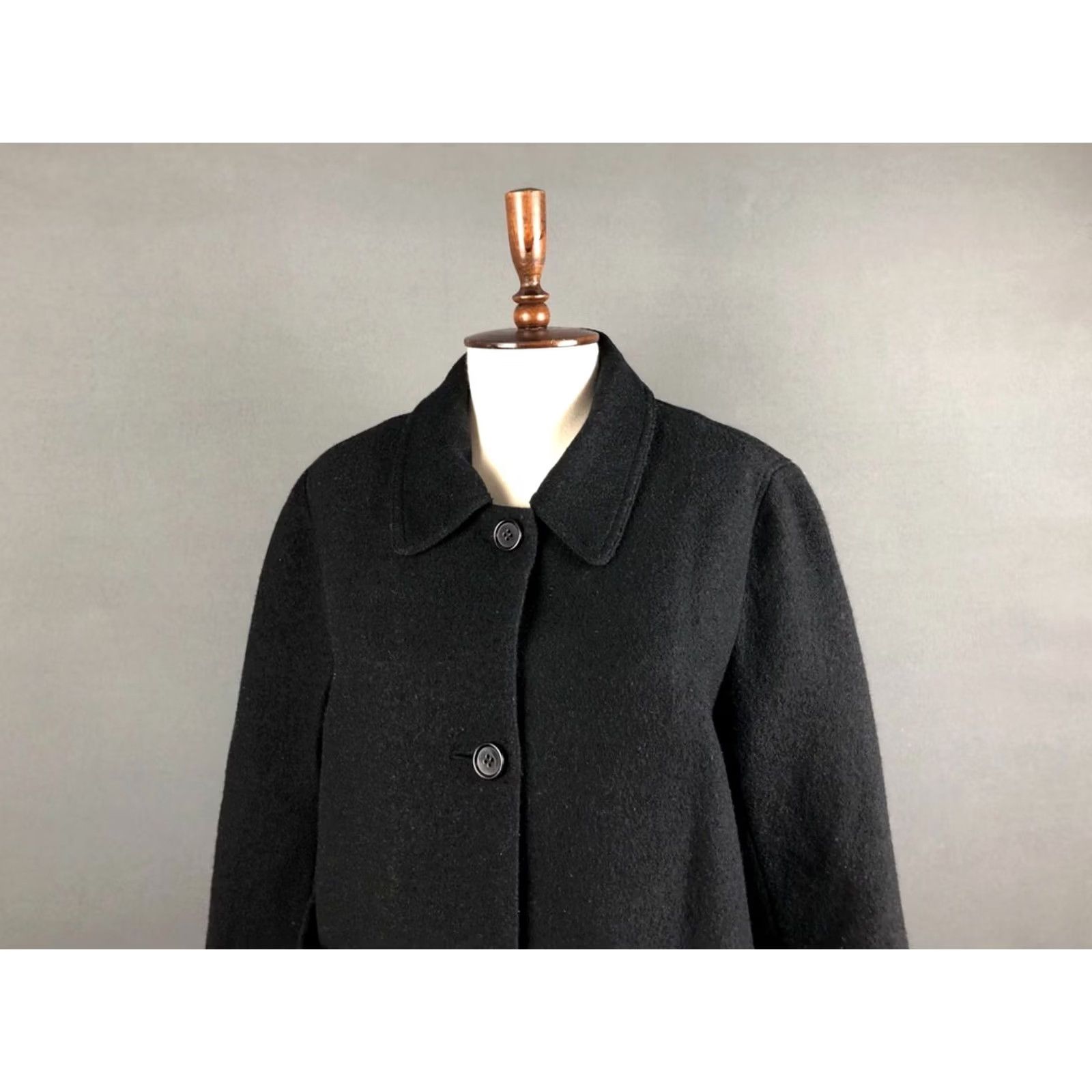 Cos COS Women's Short Coat Black Wool with Belt Size 44 Overcoat Lined 100% Cotton Inner Pocket Regular Fit Swing Jacket Size 30" / US 8 / IT 44 - 4 Thumbnail