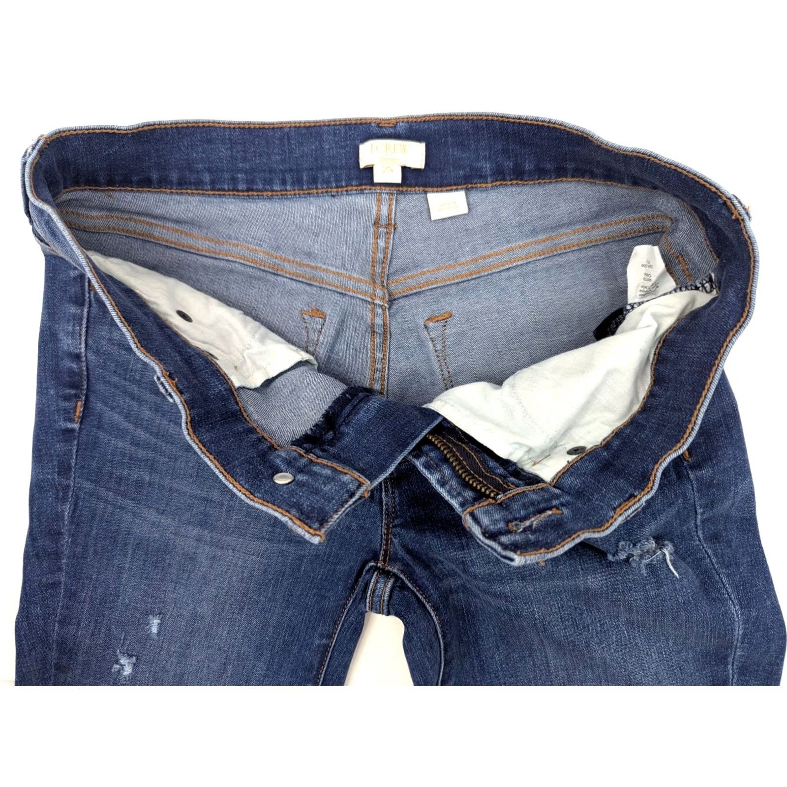 J.Crew J. Crew Skinny Denim Jeans Women 27x27.5 Distressed Stretch Blue N/A EUC C7846 Size 27" / US 4 / IT 40 - 6 Thumbnail