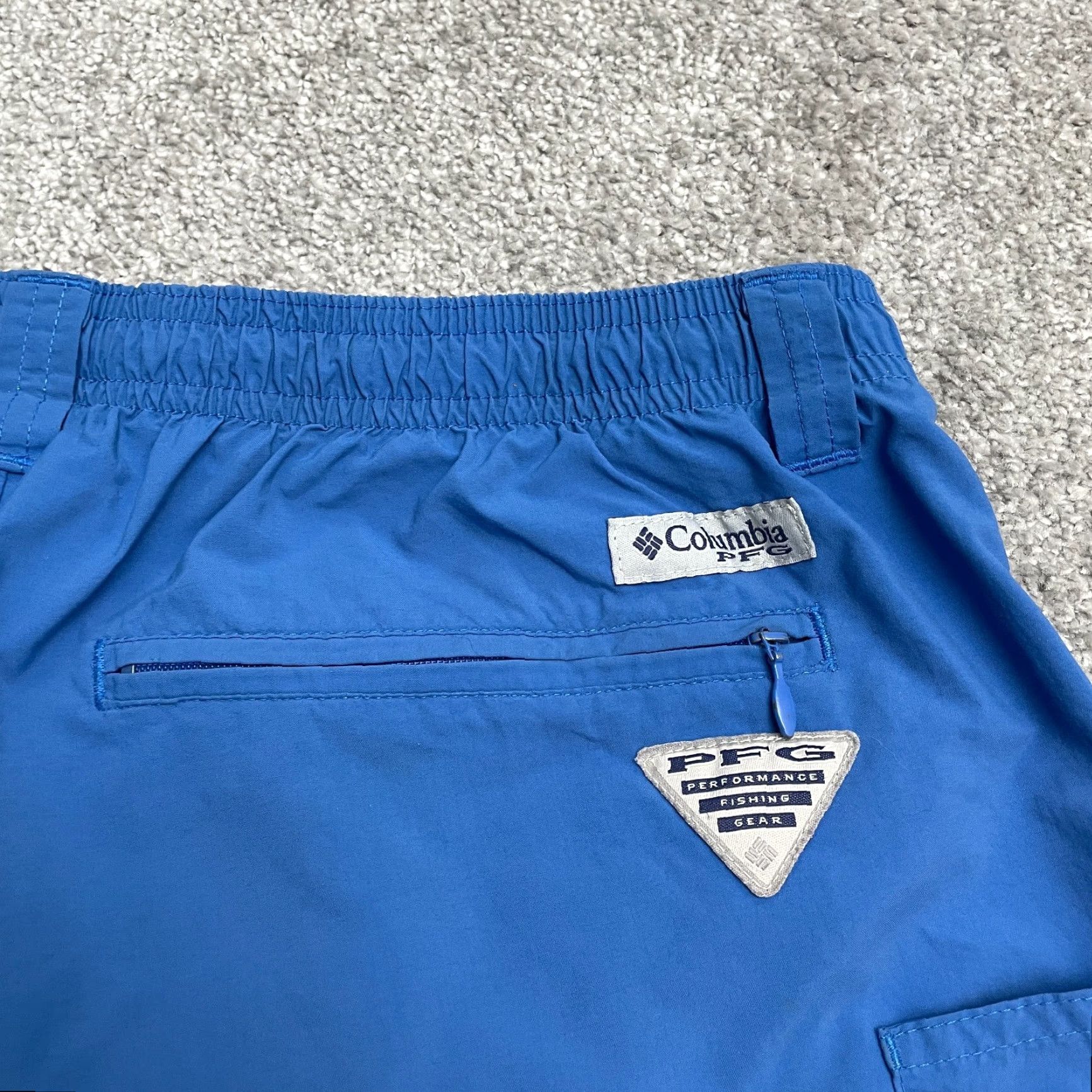 Vintage Columbia PFG Omni Shade Water Shorts Mens Large Blue Elastic Trunks 33x7.5 Onsite? Size US 33 - 6 Thumbnail