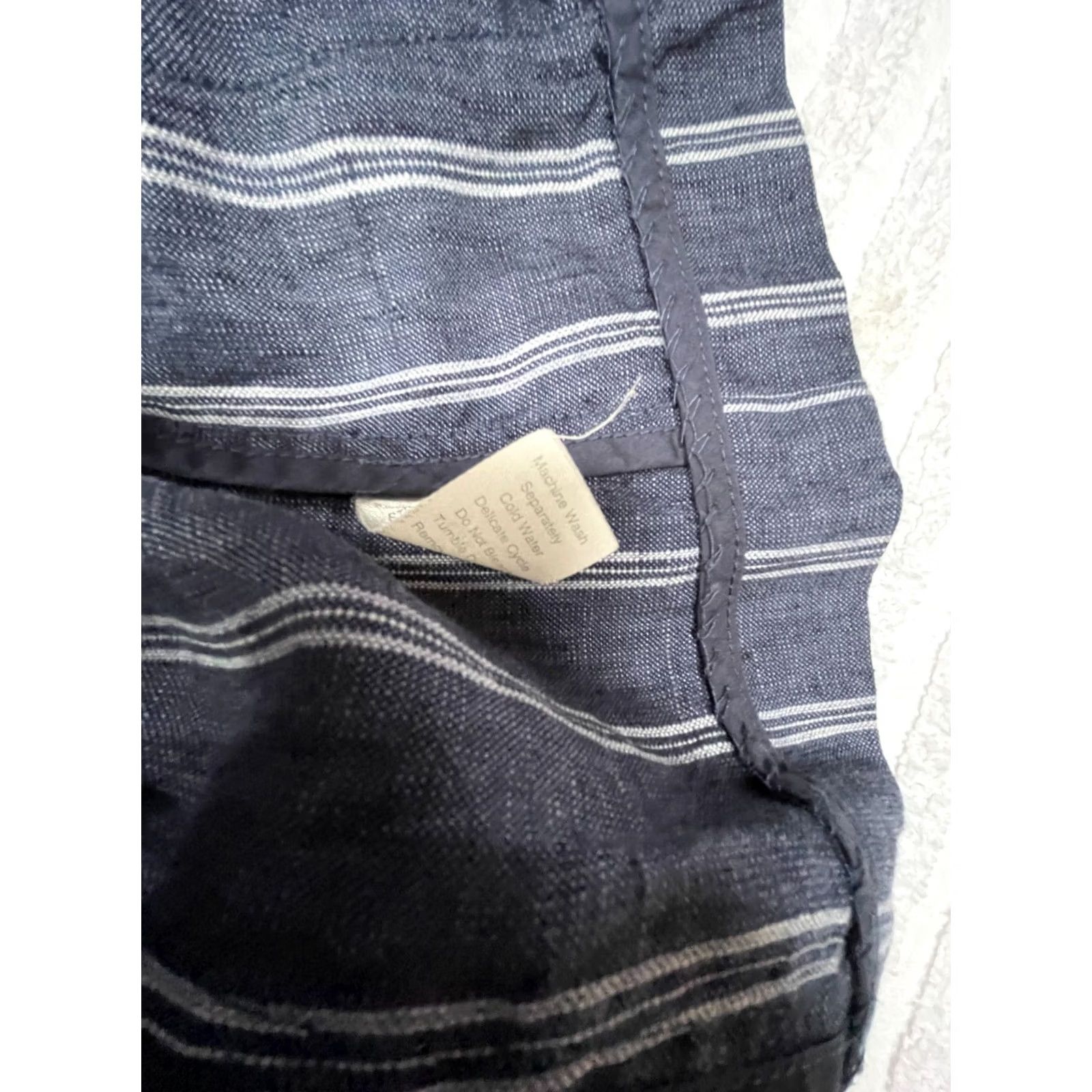 Vintage Cabi Womens Blue White Striped Linen Puff Sleeve Two-Button Blazer Jacket Size 8 Size M / US 6-8 / IT 42-44 - 5 Thumbnail