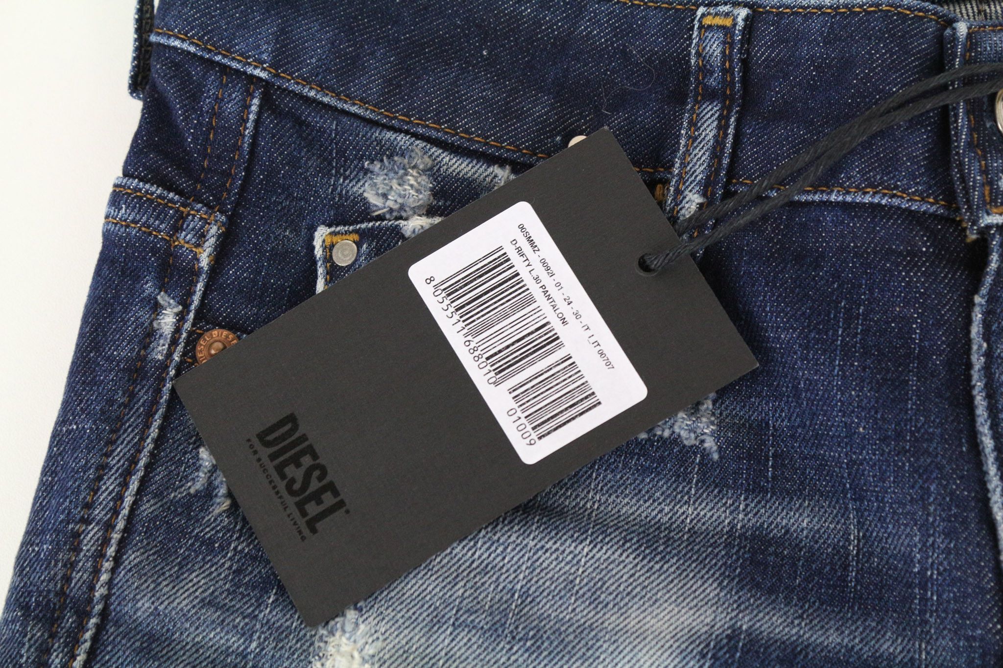 Diesel D-RIFTY 0092I W24/L30 Blue Ripped Girls Jeans 71552 Size 24" / US 00 / IT 34 - 5 Thumbnail