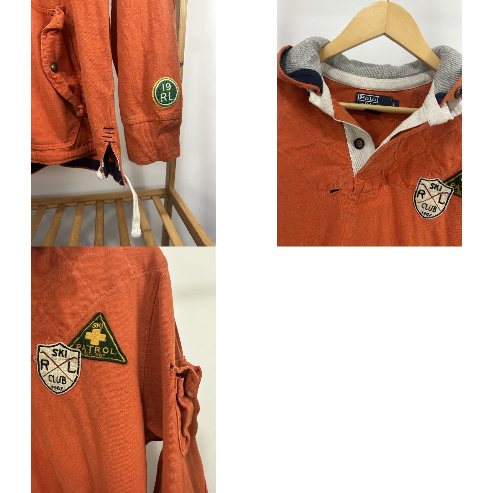 Polo Ralph Lauren VTG 90s Polo Ralph Lauren Ski Patrol Mt Div Hooded Pullover Rugby Sweatshirt L Orange Mens Polo Shirt Hoodie Size US L / EU 52-54 / 3 - 8 Thumbnail