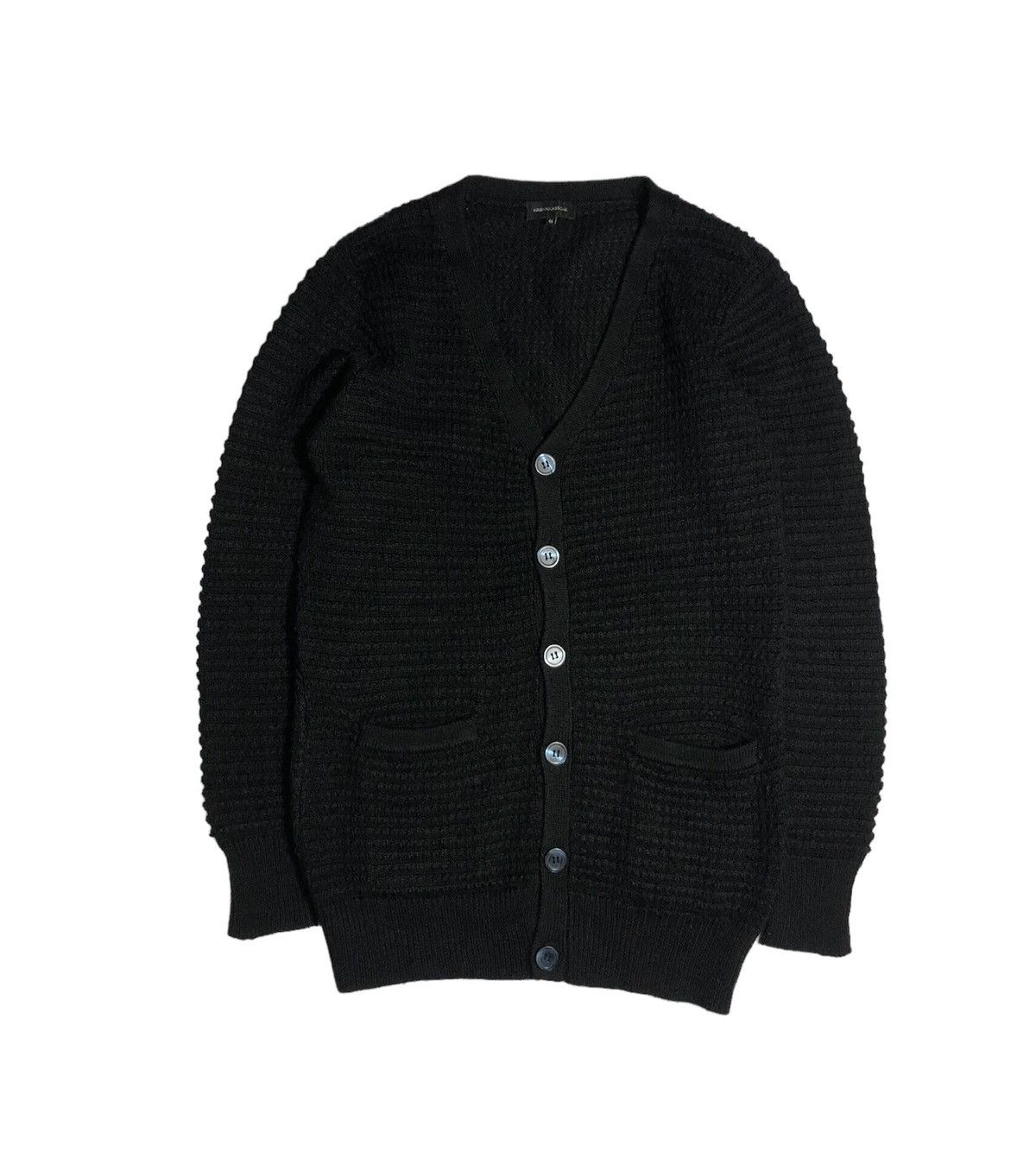 image of Kris Van Assche Textured Wool/cotton Cardigan in Black, Men's (Size Small)