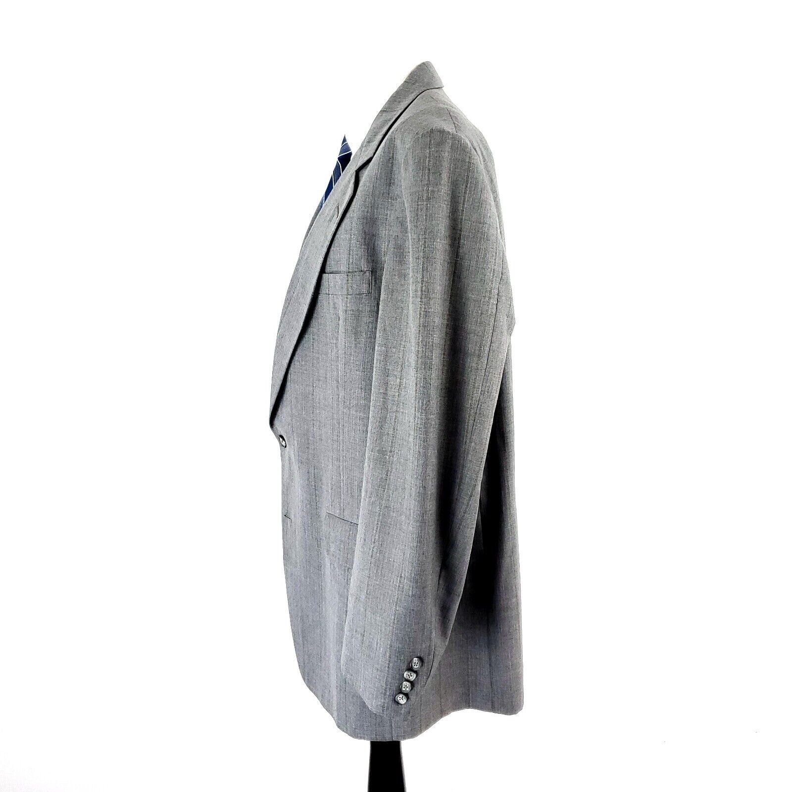 Hickey Freeman Hickey Freeman Wool 2 Button Suit Jacket 44L Gray W/ Blue Re Size 44L - 4 Thumbnail