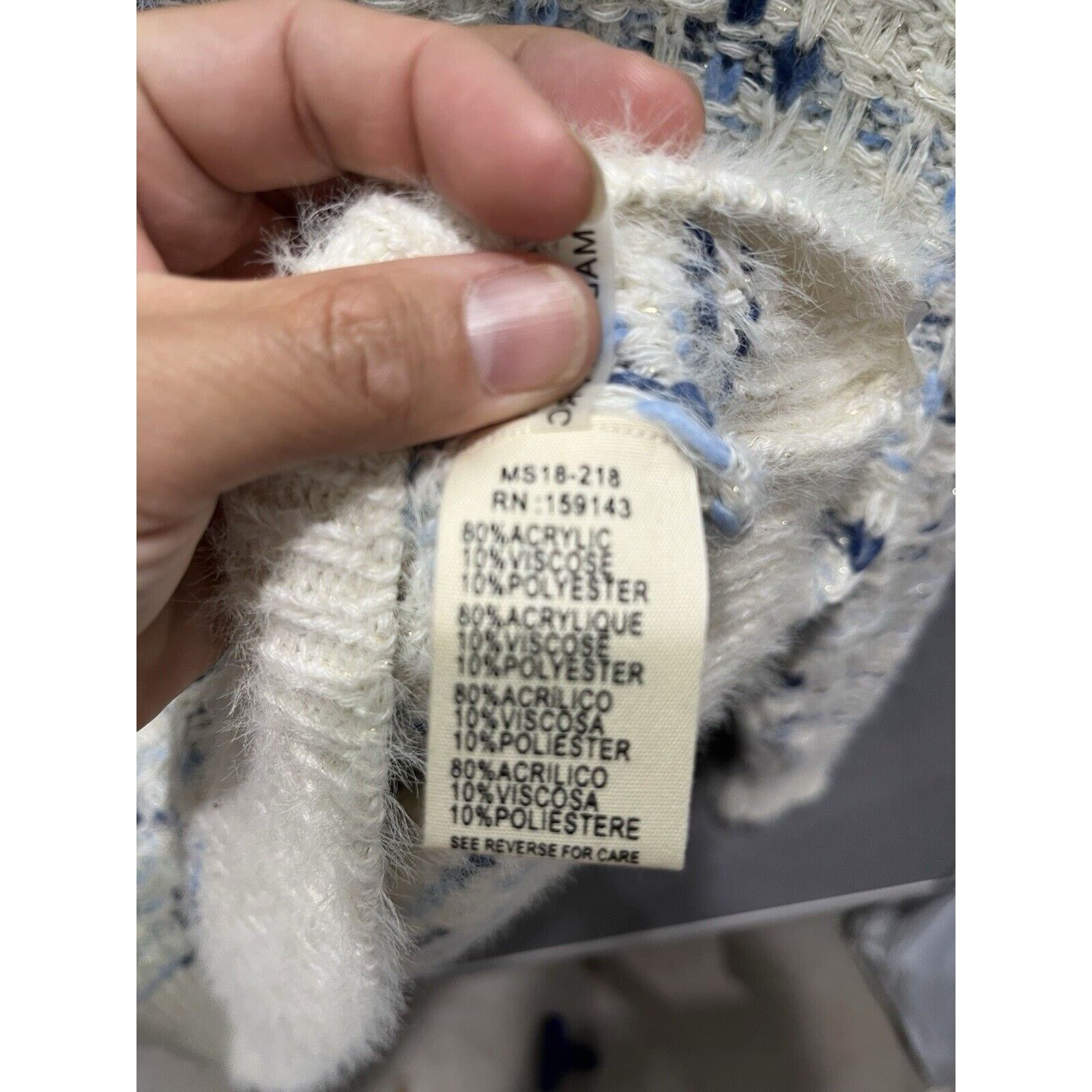 FRNCH NEW FRNCH Woven Knit Crewneck Sweater Cream Blue Size S/M Size S / US 4 / IT 40 - 4 Thumbnail
