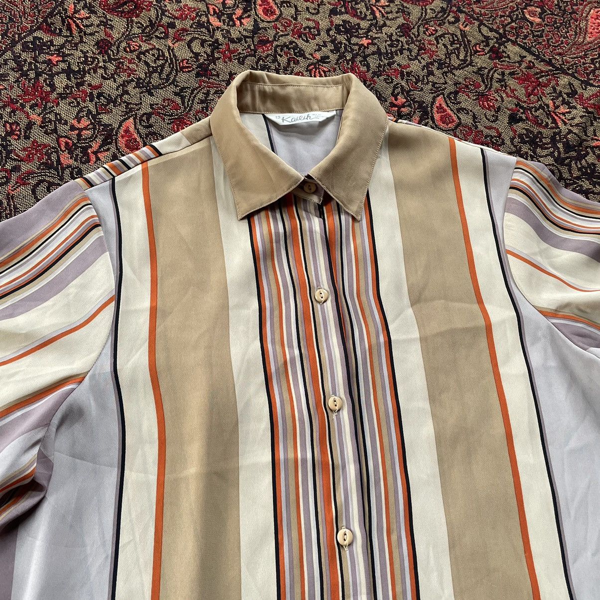 image of Avant Garde x Vintage Japanese Feather Like Silk Plaid Shirt, Men's (Size Small)