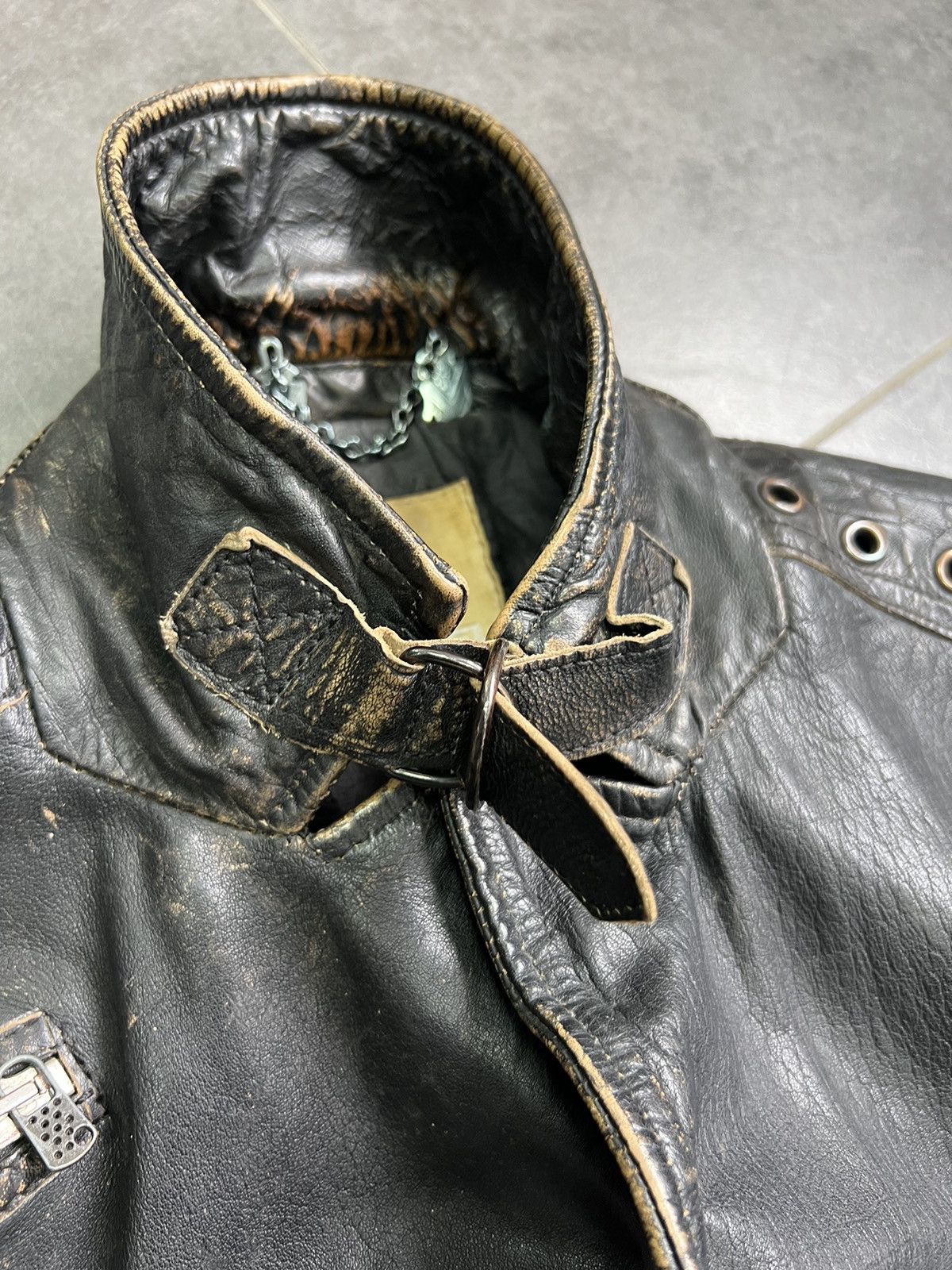 Diesel Vintage 90s Diesel crazy faded Leather moto coat jacket Size US XL / EU 56 / 4 - 15 Thumbnail
