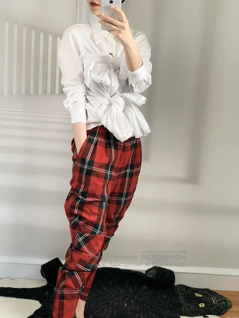 Comme des Garcons Comme Des Garcons size S Classic red checkered harem-style Size 23" - 4 Thumbnail