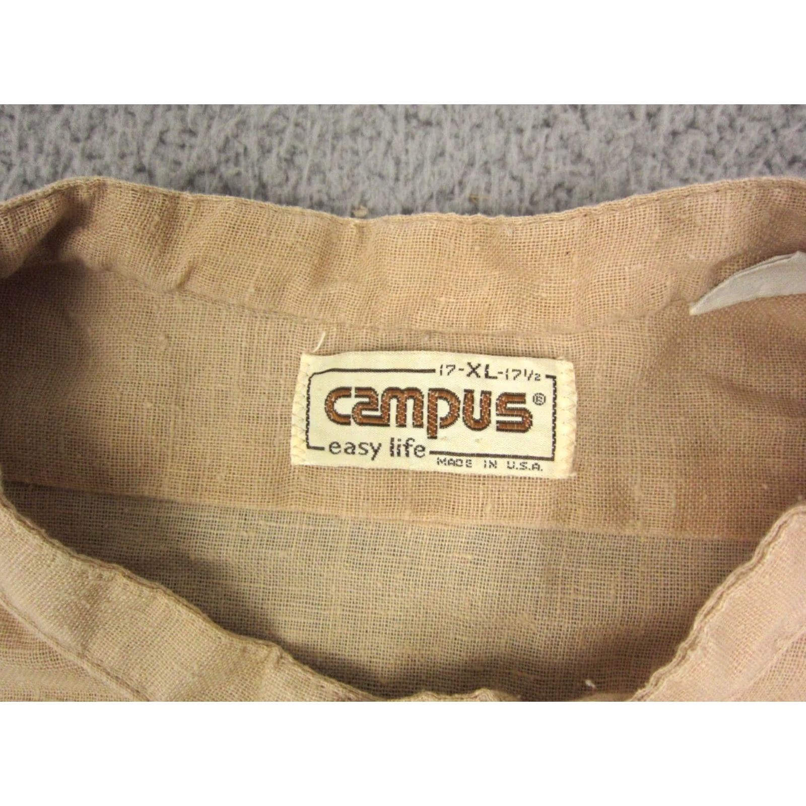 Vintage VINTAGE Campus Shirt Mens XL Brown 60s 70s Band Button-Up Short Sleeve Collared Cotton Polyester Made in USA Size US XL / EU 56 / 4 - 3 Thumbnail