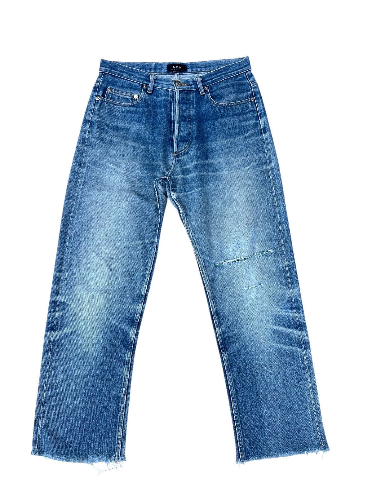 A.P.C. Vintage A.P.C. Distressed Rip Off Leg Denim Selvedge Jeans Size US 30 / EU 46 - 1 Thumbnail