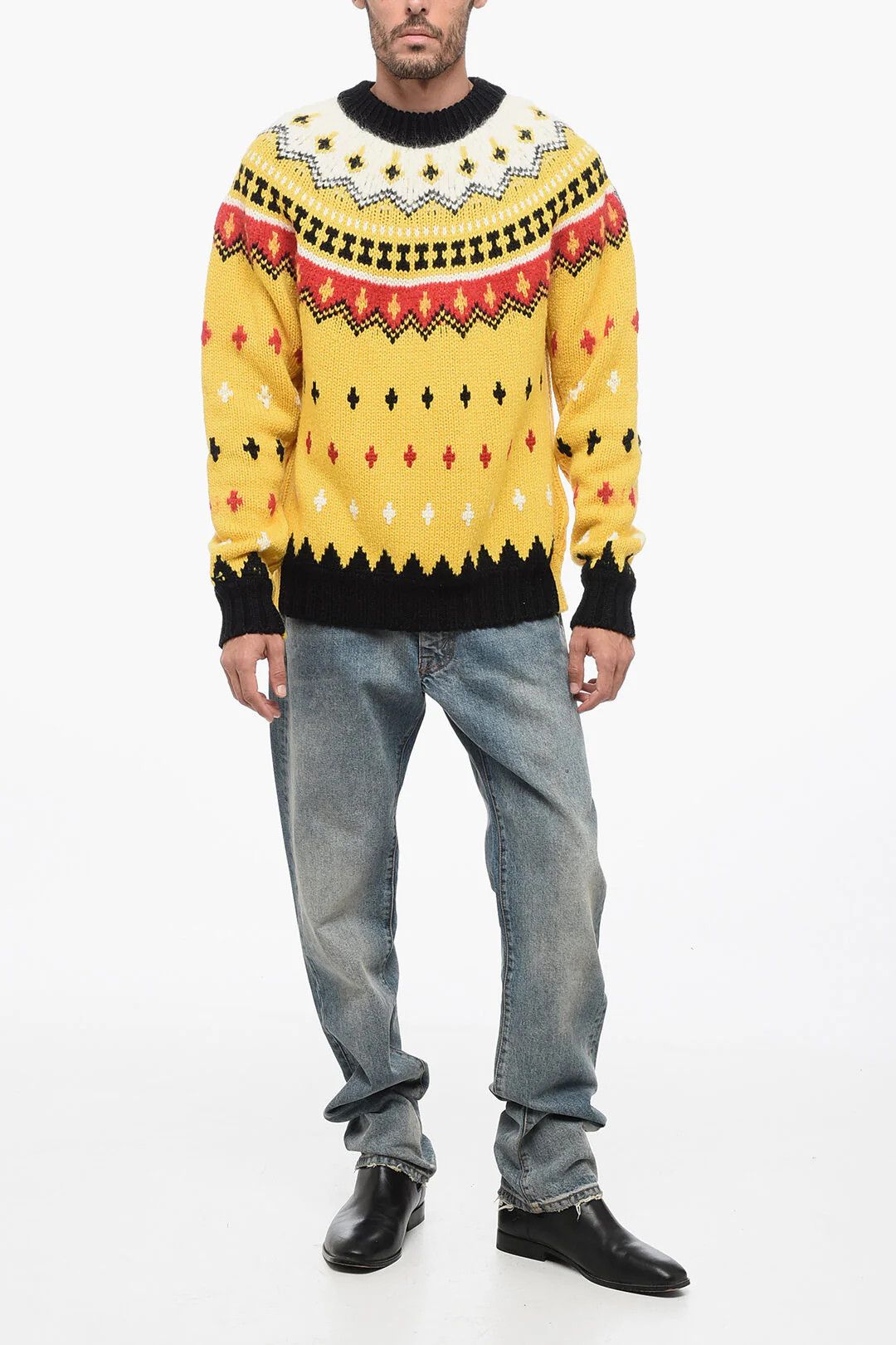 Moncler og1mm0426 Crewneck Wool-Blend Sweater in Yellow Size US S / EU 44-46 / 1 - 5 Thumbnail