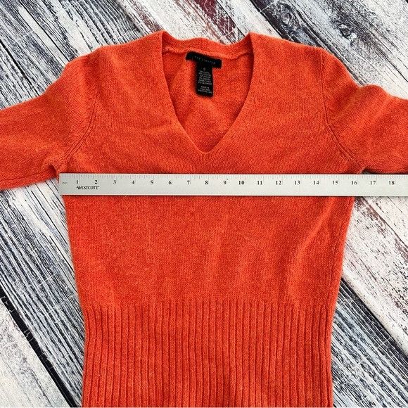 Other Vintage The Limited Wool Blend Orange V-Neck Ribbed Hem Swea Size S / US 4 / IT 40 - 6 Thumbnail