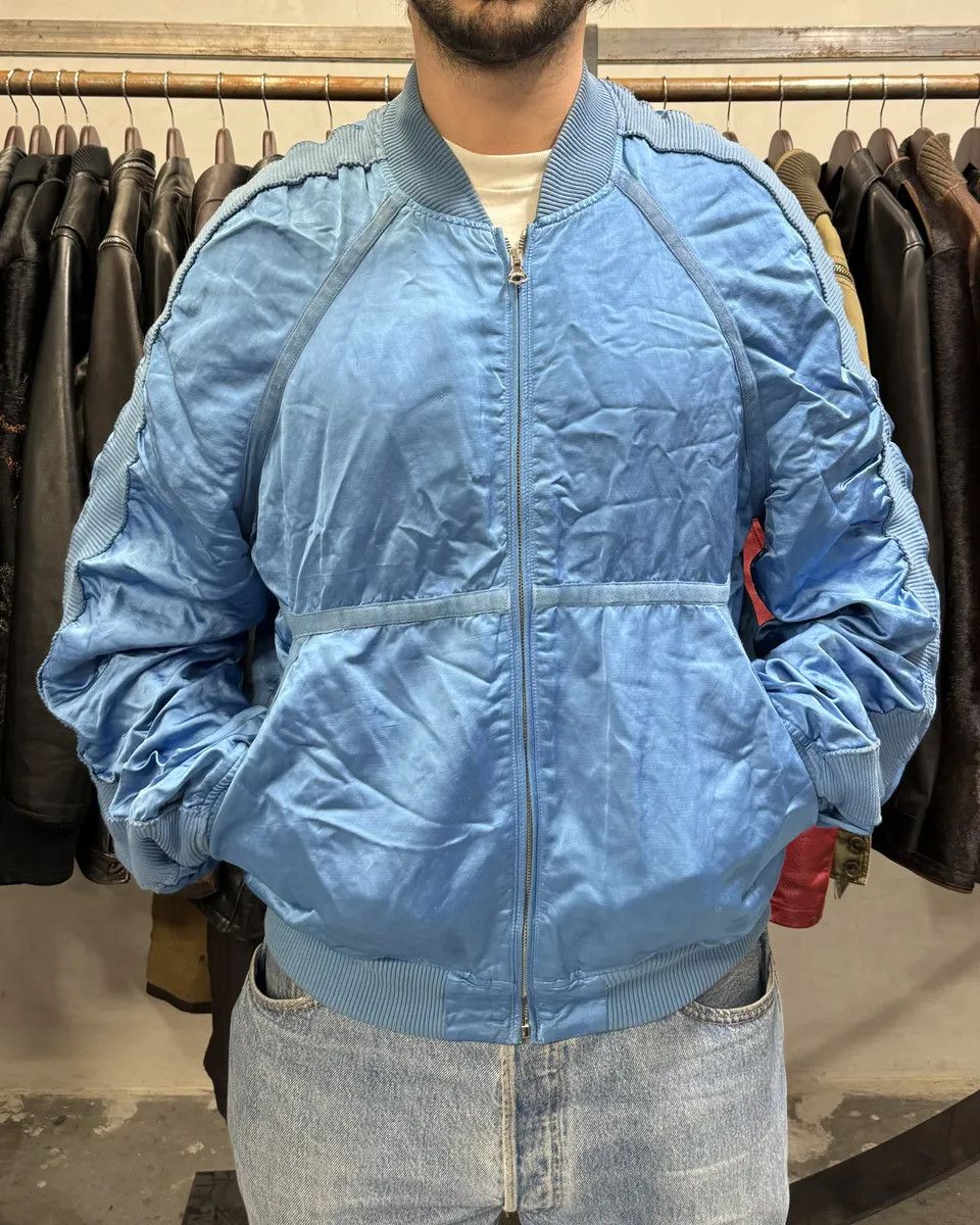 Designer × Diesel × Vintage Diesel Blue Satin Relaxed Bomber Jacket Size US L / EU 52-54 / 3 - 2 Thumbnail
