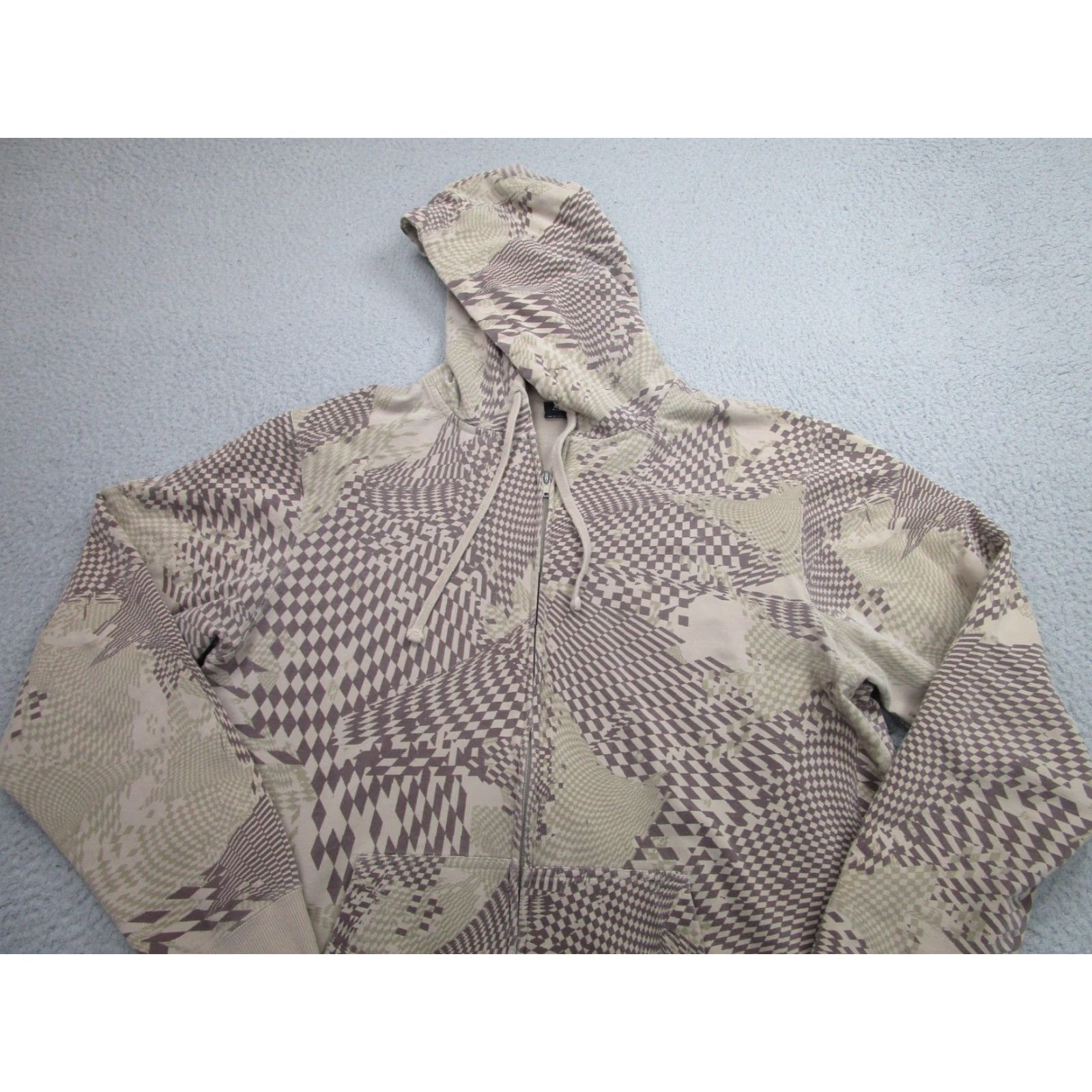 Oakley VINTAGE Oakley Hoodie Mens XL Full Zip Geometric Allover Print Khaki Beige 2007 471055 Mens Hoodie XL Men Size US XL / EU 56 / 4 - 2 Thumbnail