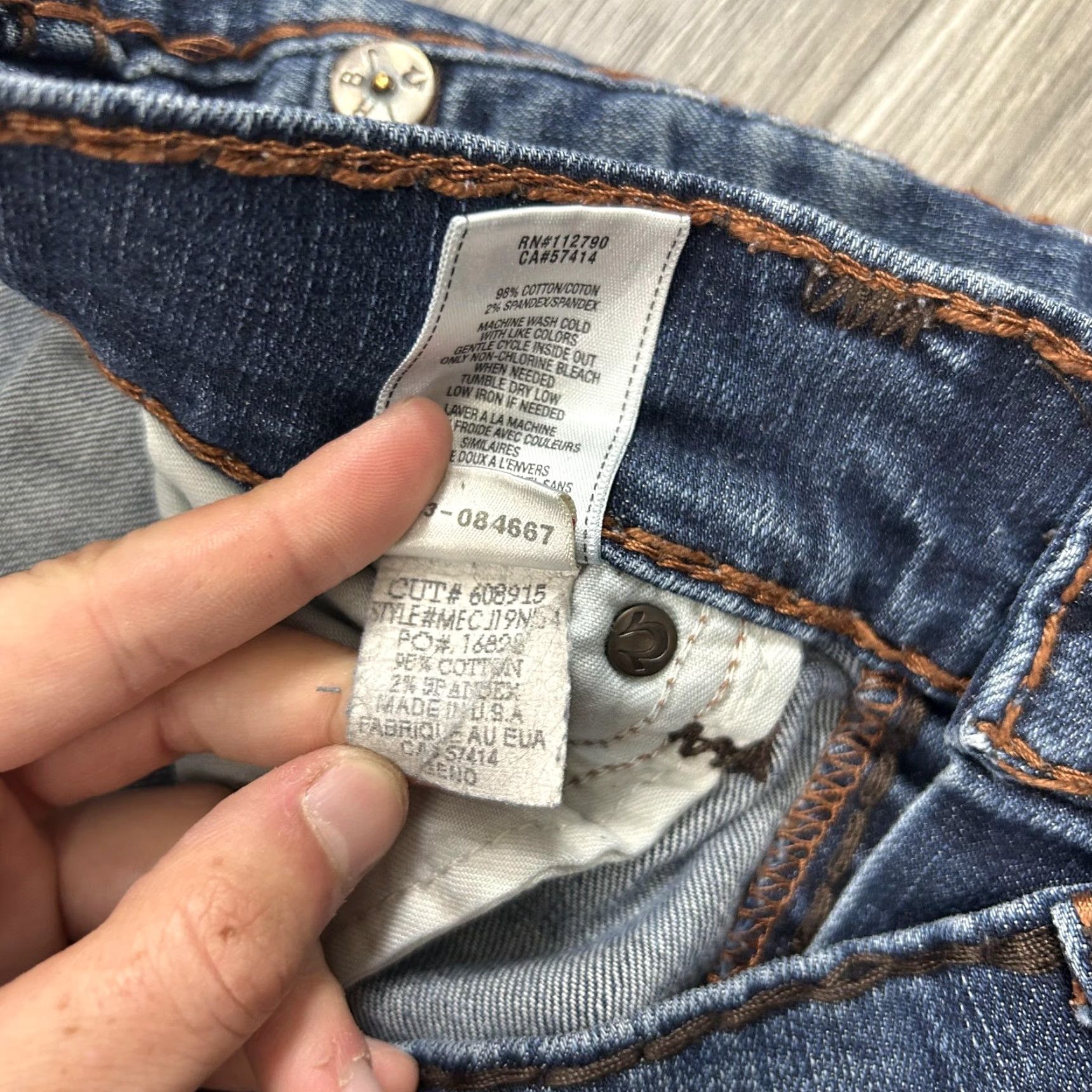 True Religion VINTAGE True Religion Jeans Mens 32x33 Blue Geno Slim Straight Distressed Made USA Size US 32 / EU 48 - 6 Thumbnail