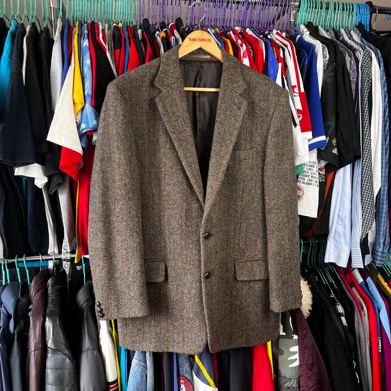 Harris Tweed Harris Tweed Herringbone Brown Wool Coat Blazer Jacket Size 42R - 3 Thumbnail