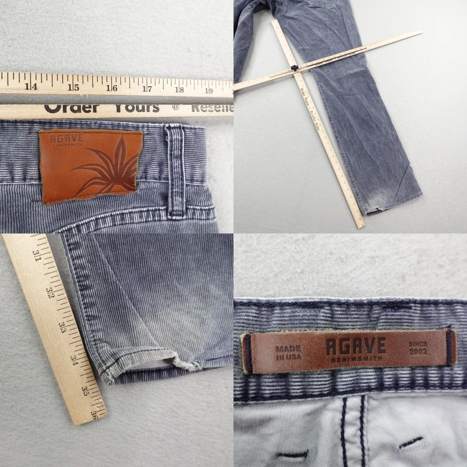 Vintage Agave Waterman Corduroy Pants Mens 38 Blue Relaxed Straight USA Made Chino 38x35 Front Zip Pocket Leather Logo Mens Size US 38 / EU 54 - 8 Thumbnail