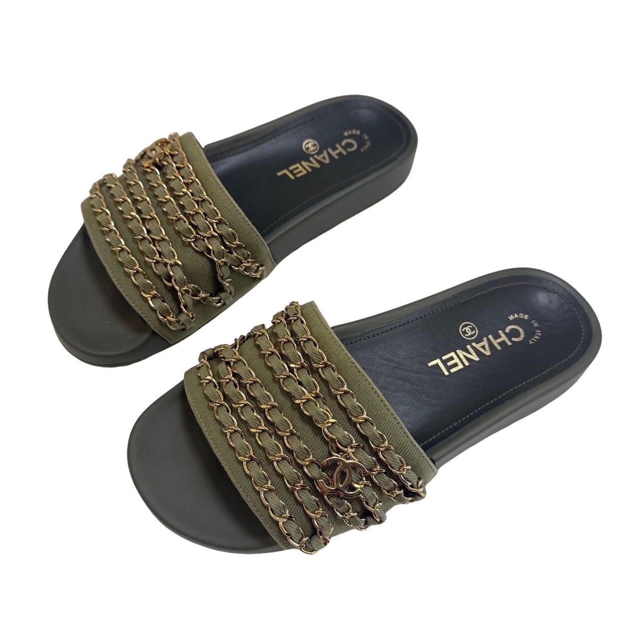 Chanel Chanel Green Chain CC Logo Slides Size 37 Size US 7 / IT 37 - 1 Thumbnail