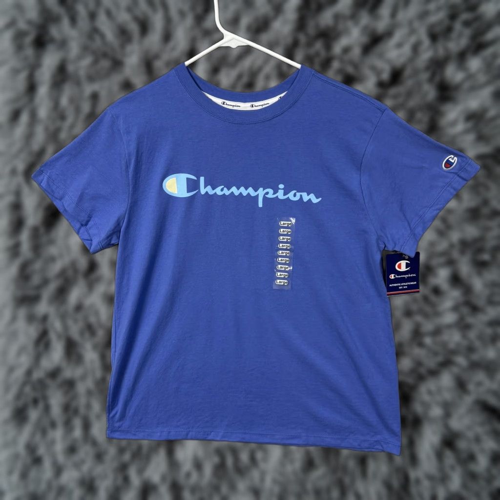 Champion Champion Shirt Mens Large Blue Classic Tee Script Logo Athletic Casual Graphic Shirt Size US L / EU 52-54 / 3 - 1 Thumbnail