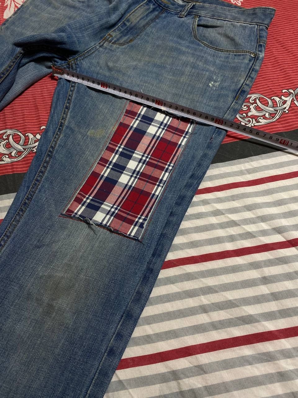 Japanese Brand 💥Vintage Distressed Washed Painted Flared Crash Denim Pants Size US 34 / EU 50 - 17 Thumbnail