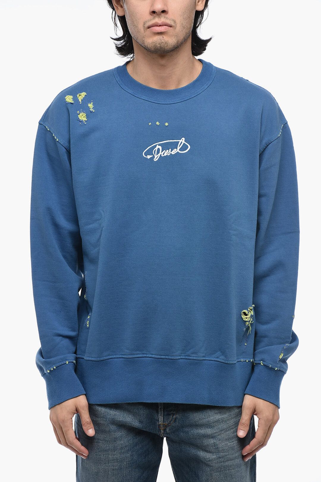 Distressed Sweatshirt S-MACS-L2 with Embroidered Logo