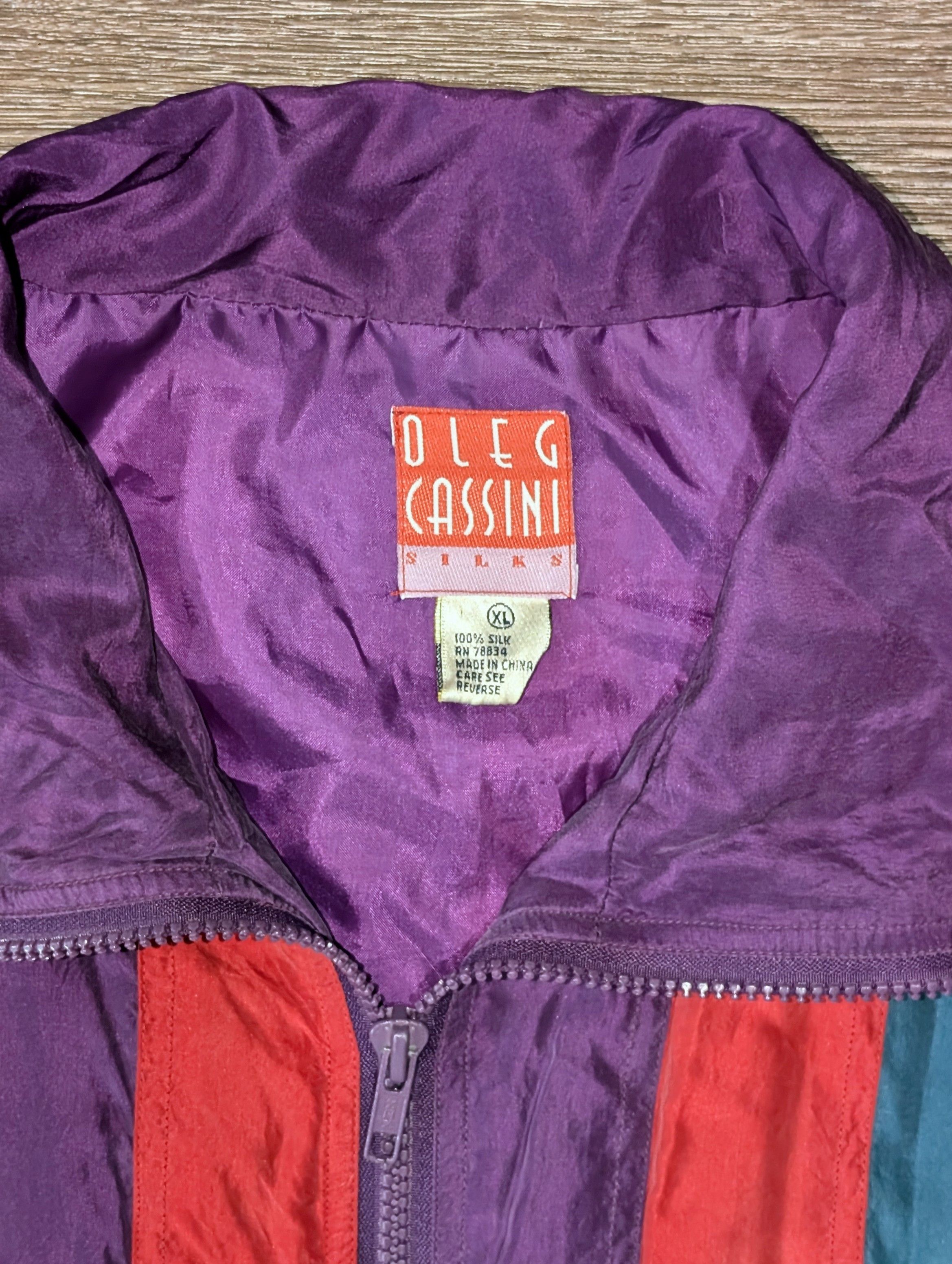 Oleg Cassini Vintage Oleg Cassini striped silk bomber jacket - SIZE XL Size US XL / EU 56 / 4 - 5 Thumbnail