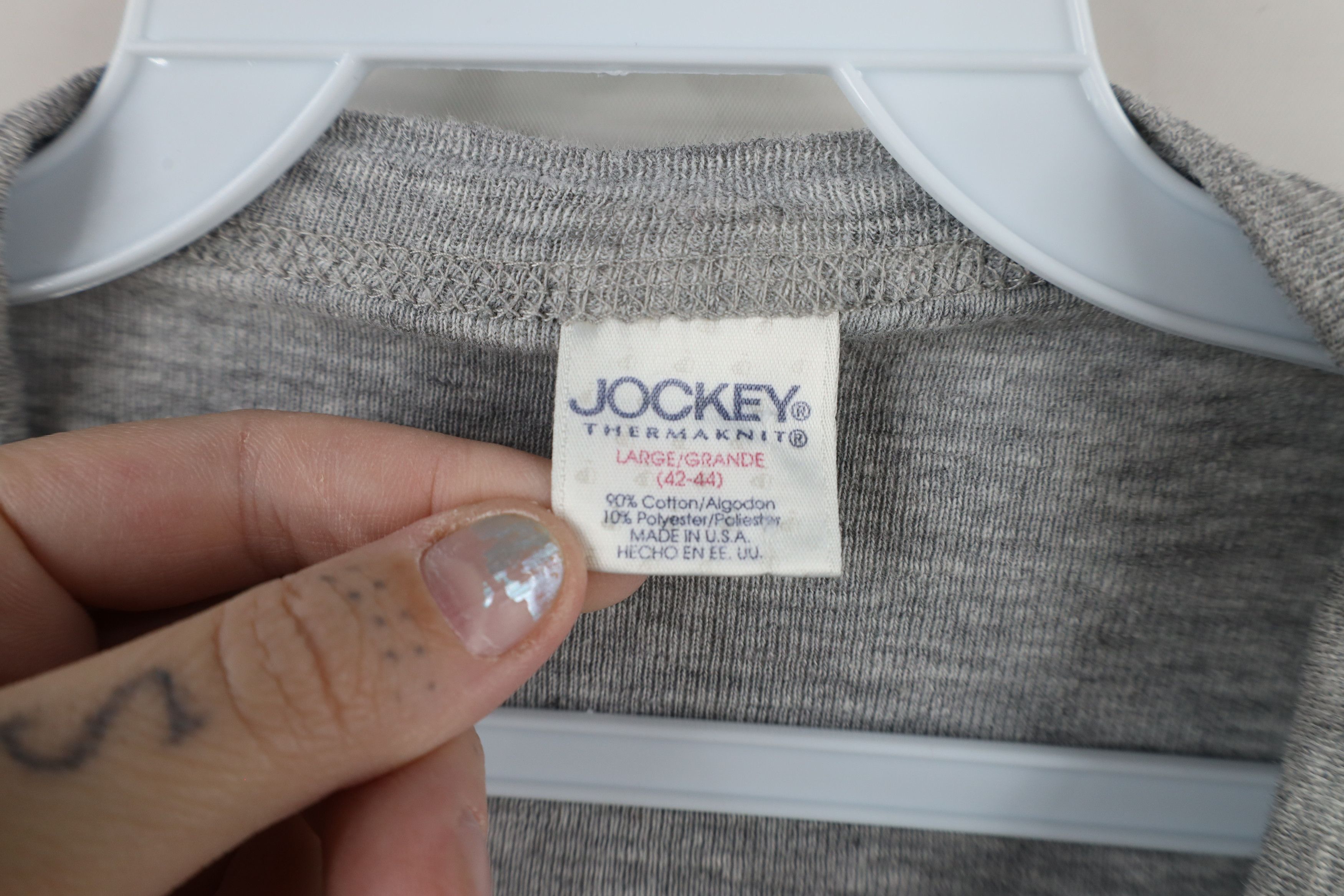 Vintage Vintage 90s Streetwear Blank Thermal Knit T-Shirt Gray USA Size US L / EU 52-54 / 3 - 7 Thumbnail