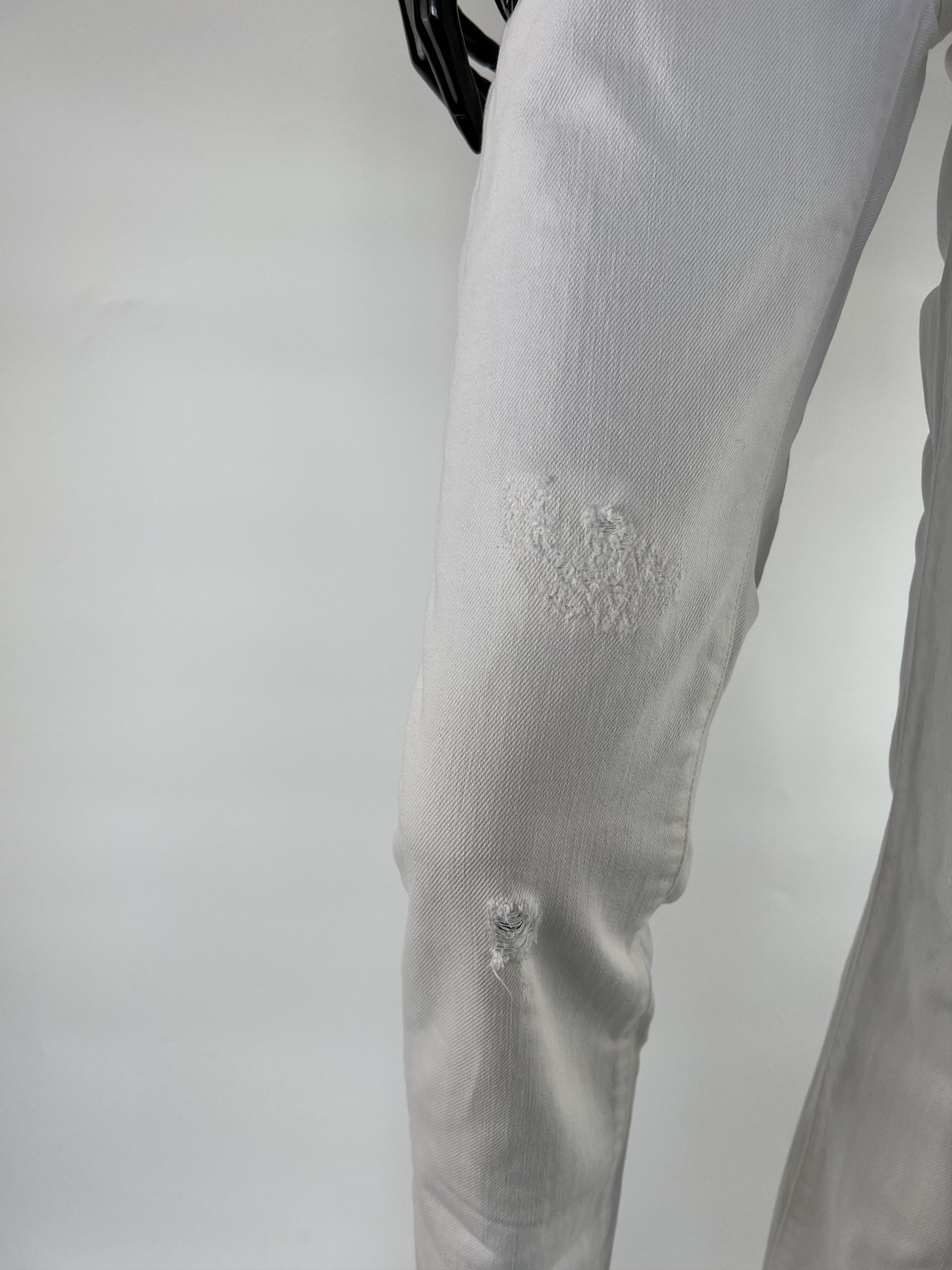 Saint Laurent Paris × Yves Saint Laurent Saint Laurent Women's White Distressed Jeans Size 29 Size 29" - 8 Thumbnail