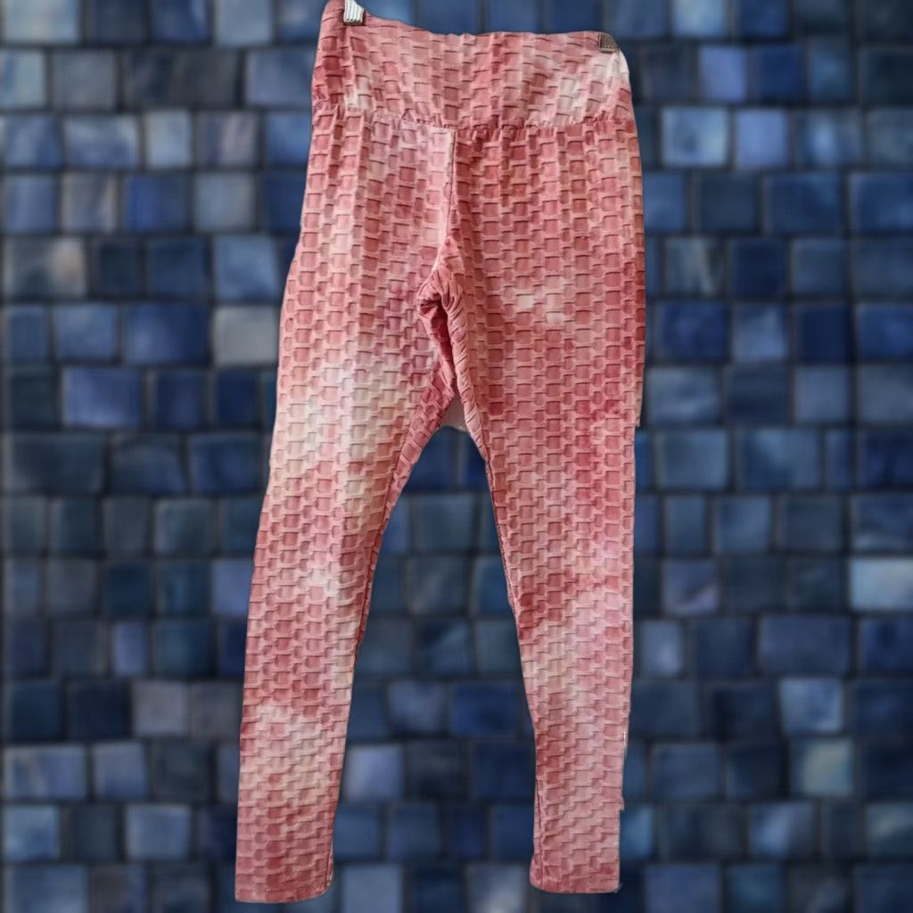 Vintage Hot Kiss Leggings Women M Pink Honey Comb Tye Dye Elastic Waist Lightweight Stretch Casual 28 Inseam 10" Rise 28" Inseam Denim? No. Size 32" / US 10 / IT 46 - 1 Thumbnail