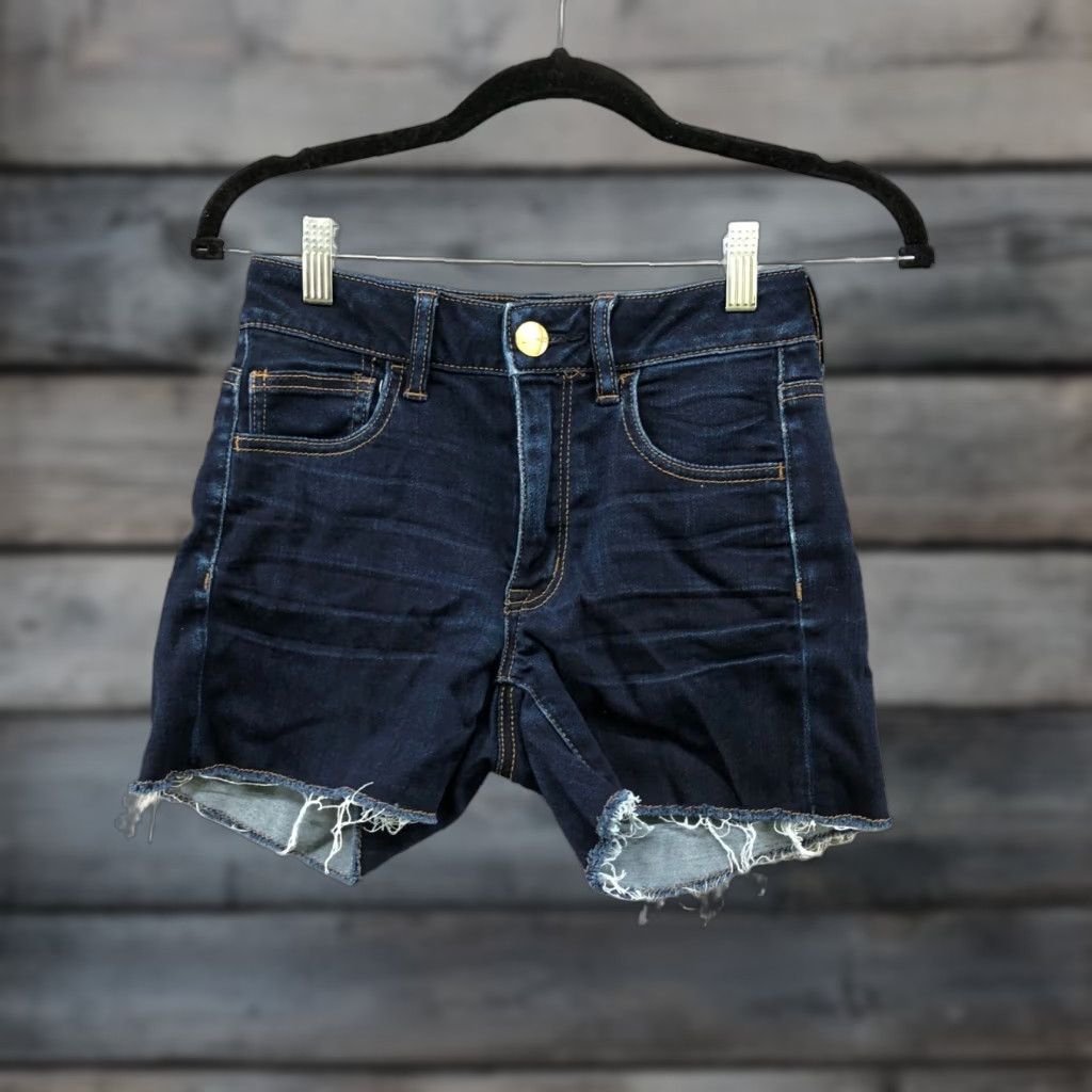 American Eagle Outfitters VINTAGE American Eagle Outfitters Denim Shorts Womens Size 2 Blue Dark Wash Cutoff Bohemian Festival Summer Size 26" / US 2 / IT 38 - 1 Thumbnail
