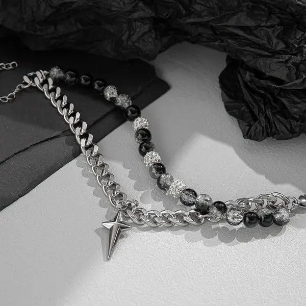 Jewelry STAR Gemstone Layered Chain Link Bracelet Size ONE SIZE - 7 Thumbnail