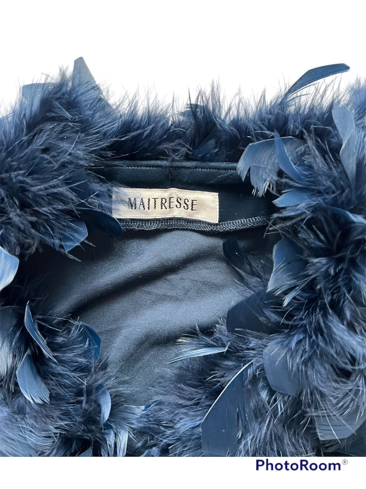 Miu Miu Blue velvet crop with feathers trim 🦚🦕 Size M / US 6-8 / IT 42-44 - 15 Thumbnail