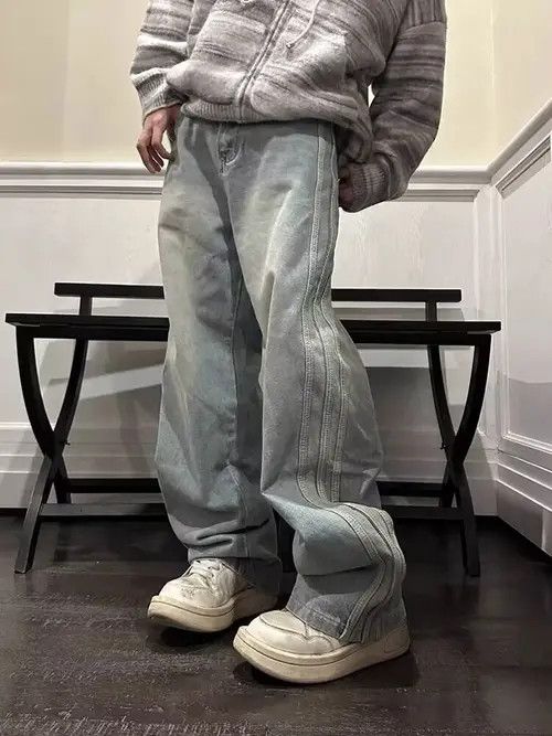VIBE Vintage washed straight-leg striped rare jeans Size US 32 / EU 48 - 2 Thumbnail