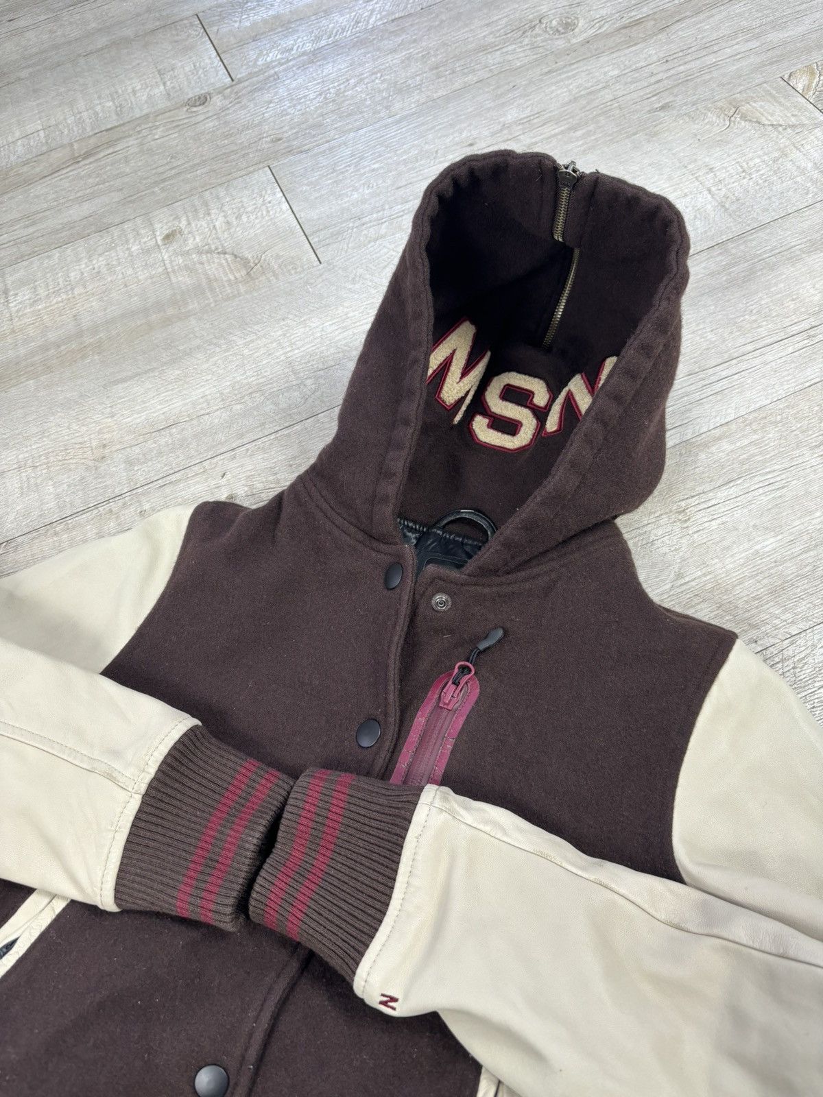 Nike SB Rare Sportswear Leather Tech Fleece Pack Wool Varsity Bomber Jacket Parka Coat Size M / US 6-8 / IT 42-44 - 9 Thumbnail