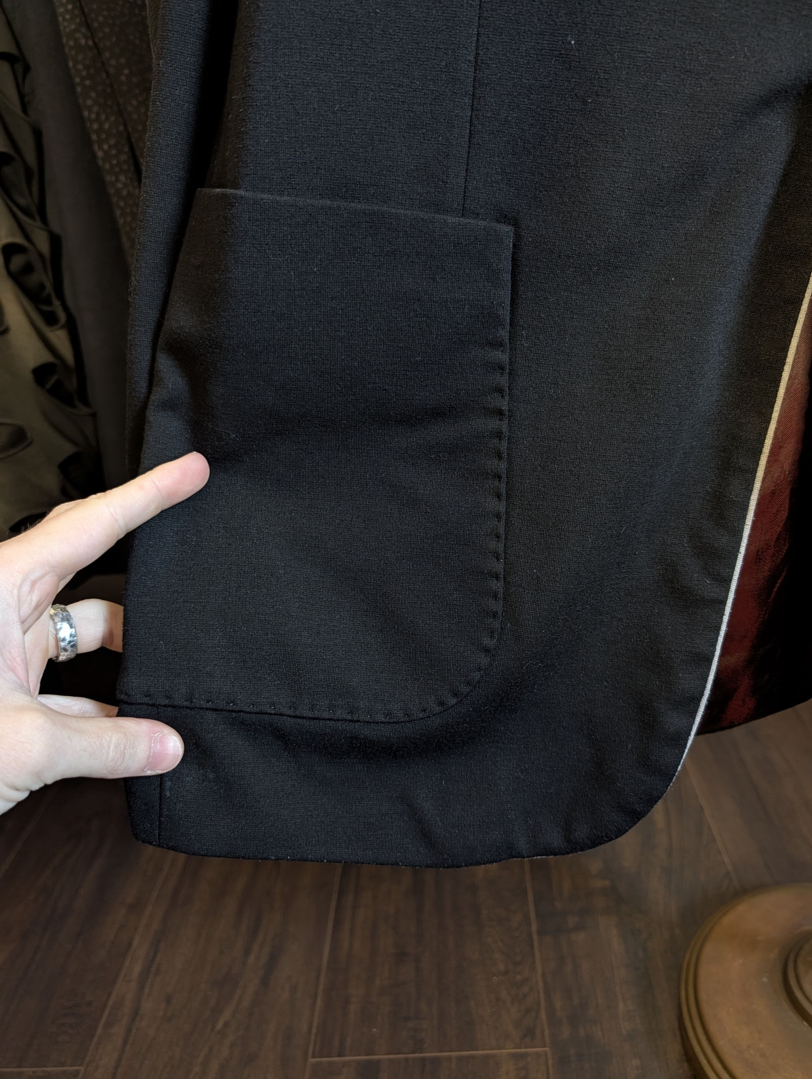 Elia Maurizi ELIE BALLEH Black fleece elbow patch smoking jacket Size 42R - 6 Thumbnail