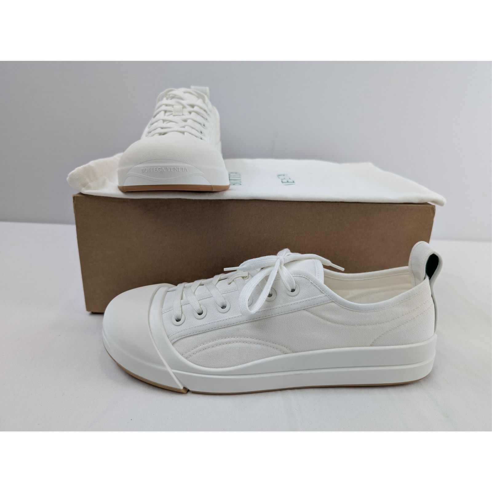 Bottega Veneta o1rshd1 Canvas Vulcan Low Top Sneakers in Optic White Size US 13 / EU 46 - 19 Thumbnail