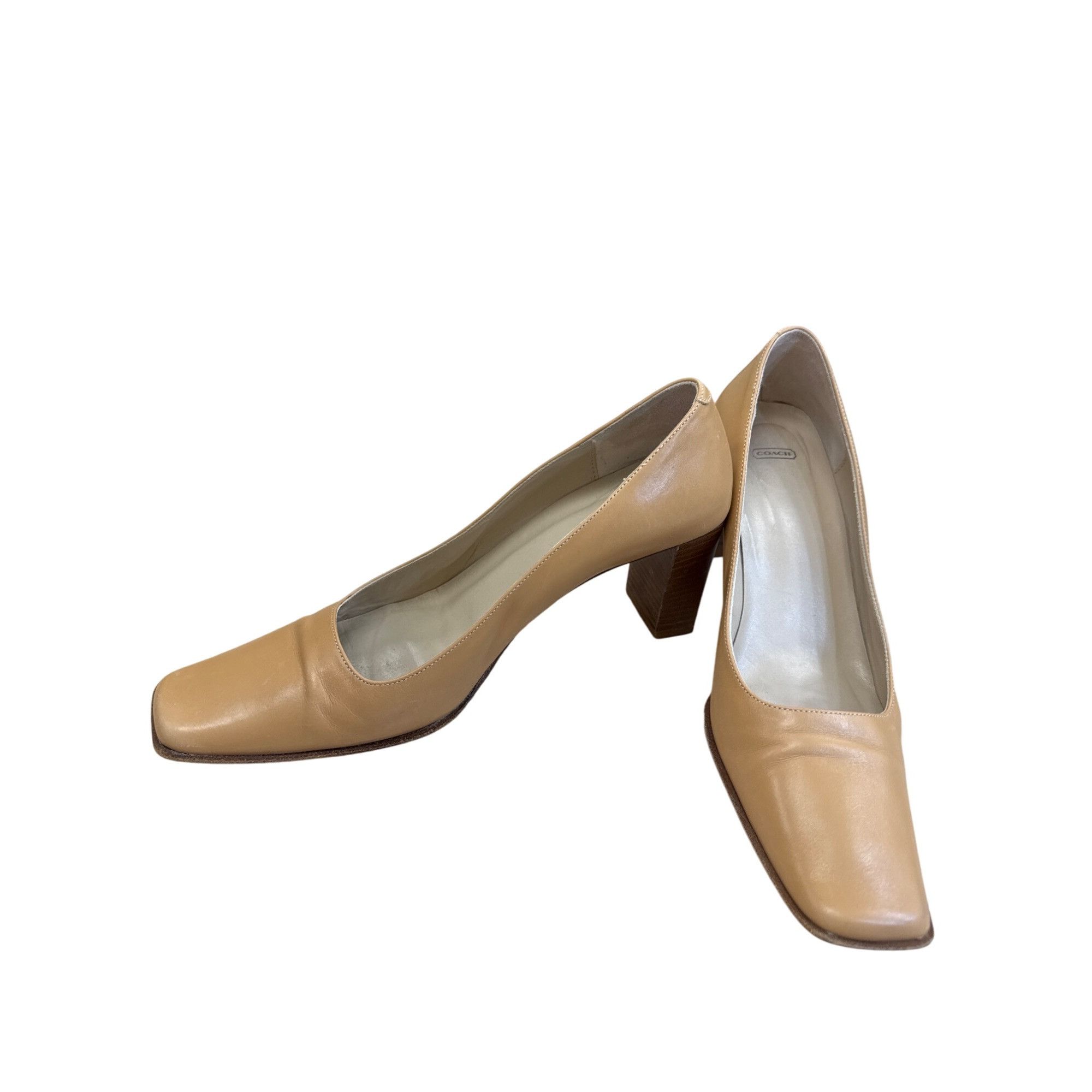 Coach Coach Malorie womens Vintage Tan Leather Square heels pumps Size US 8 / IT 38 - 2 Thumbnail