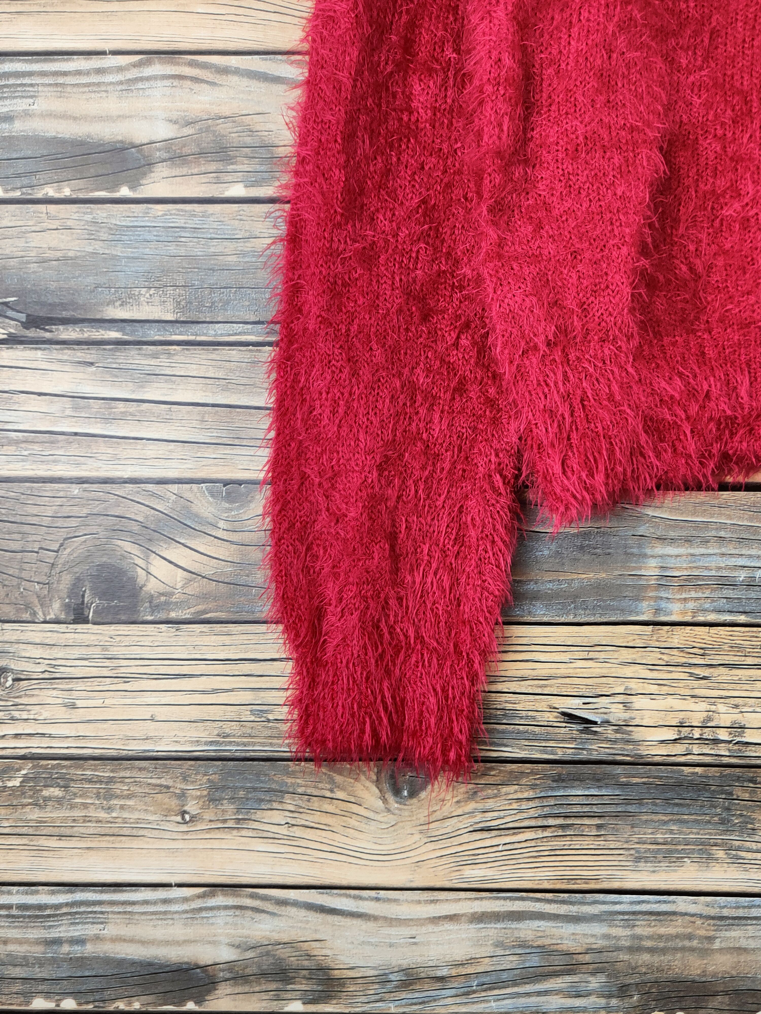 Japanese Brand DL Blue Strive Red Fur Mohair Knitwear #46-439 Size L / US 10 / IT 46 - 4 Thumbnail