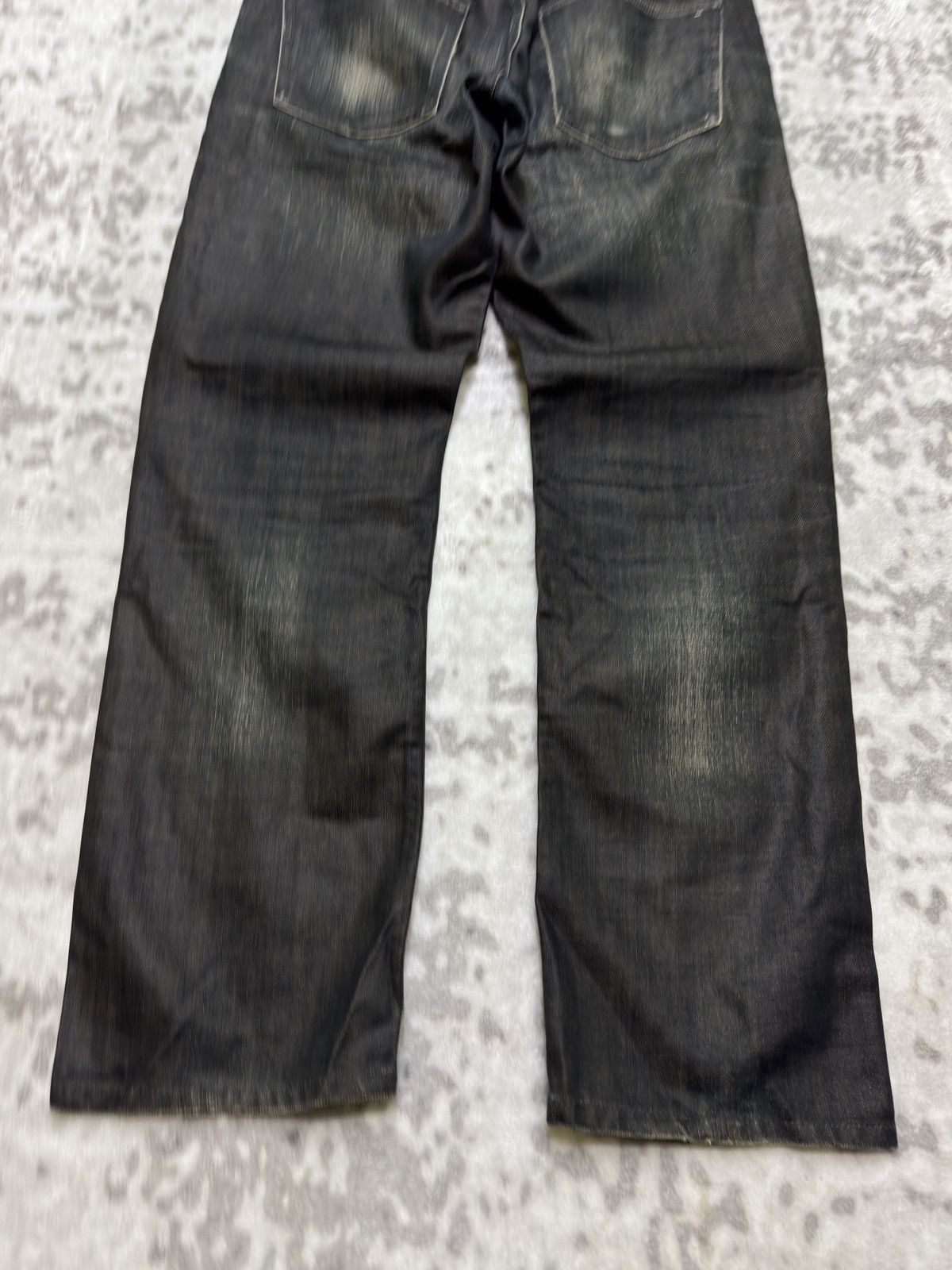 Japanese Brand Vintage Back Number Waxed Coated Clawmark Denim Jeans Size US 30 / EU 46 - 12 Thumbnail
