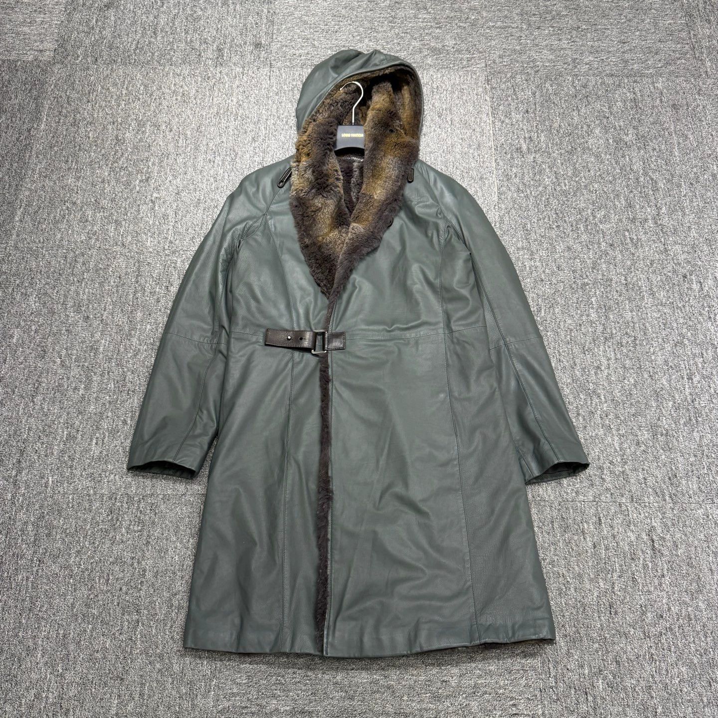 Giorgio Armani Green Faux Fur Lined Hooded Coat with Belt Size M Size US M / EU 48-50 / 2 - 1 Thumbnail