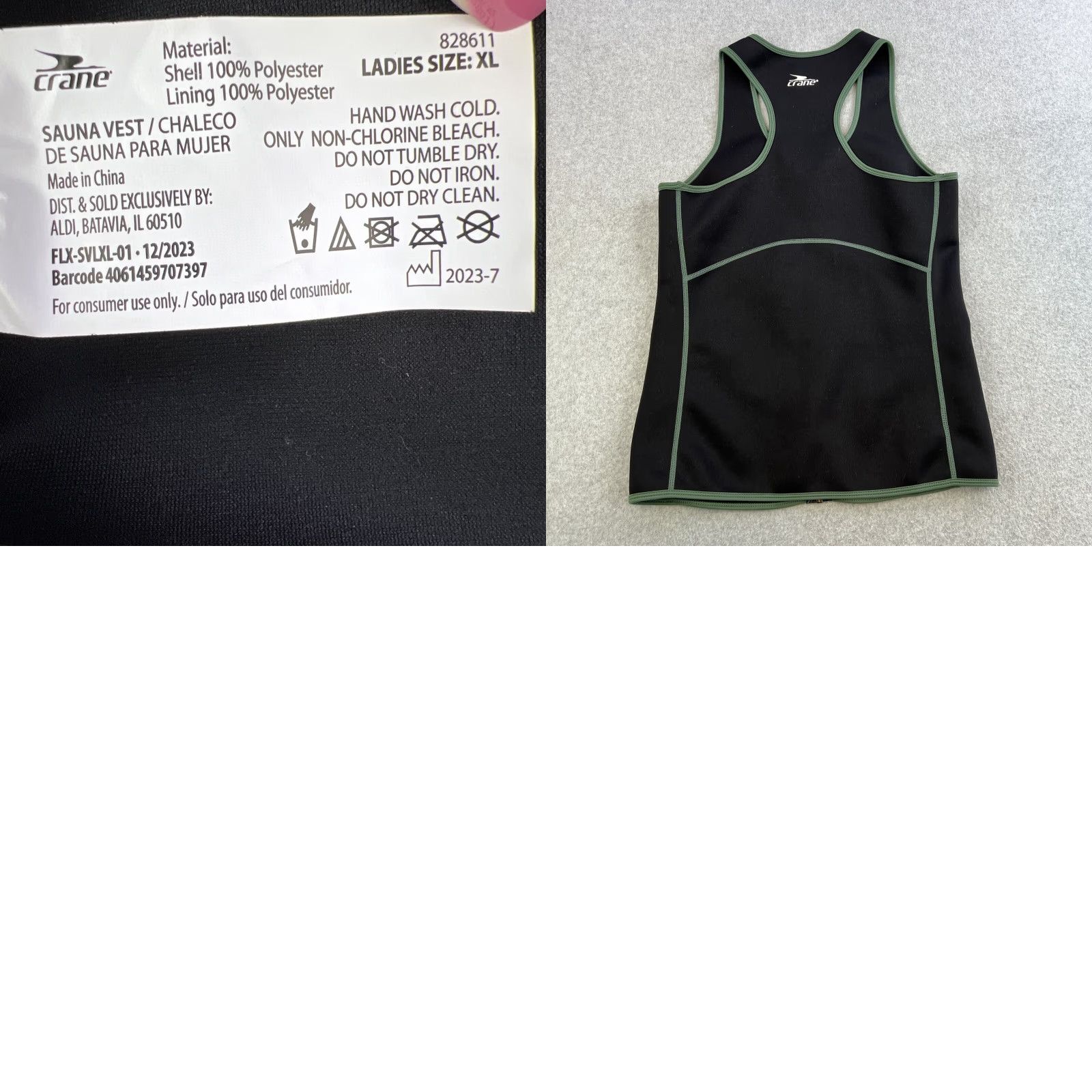 Vintage Crane Sauna Vest Womens XL Black Full Zip Sleeveless Tank Top Ladies Size XL / US 12-14 / IT 48-50 - 8 Thumbnail
