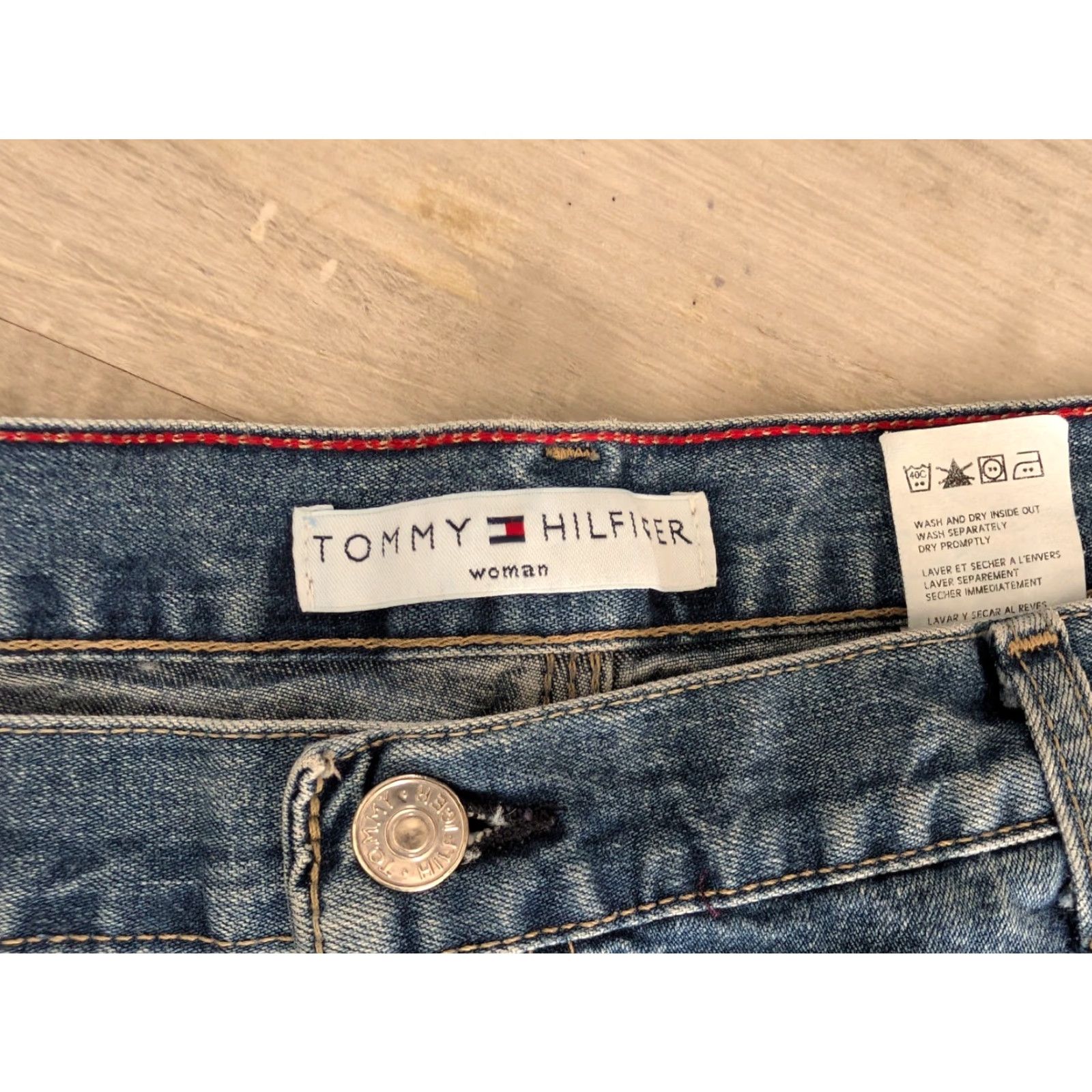 Tommy Hilfiger VINTAGE Tommy Hilfiger Womens Cropped Denim Carpenter Jeans Size 22 Flag Loop Size 40" / US 18 - 7 Thumbnail
