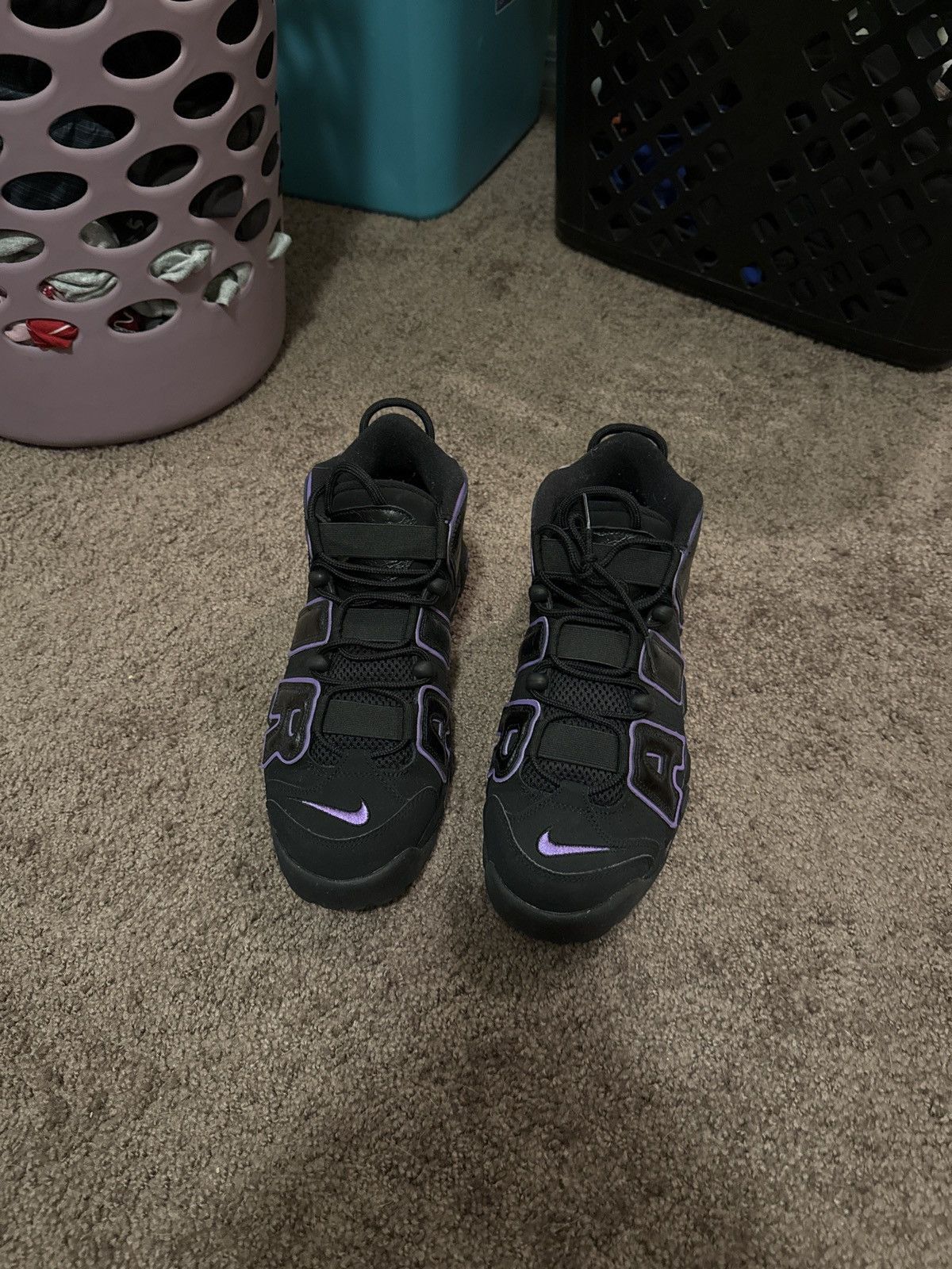 Nike Black and purple uptempo Size US 10.5 / EU 43-44 - 2 Thumbnail