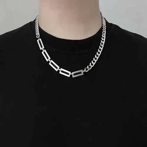 Designer × Jewelry Titanium Steel Link Chain Necklace for Men Women Size ONE SIZE - 1 Thumbnail