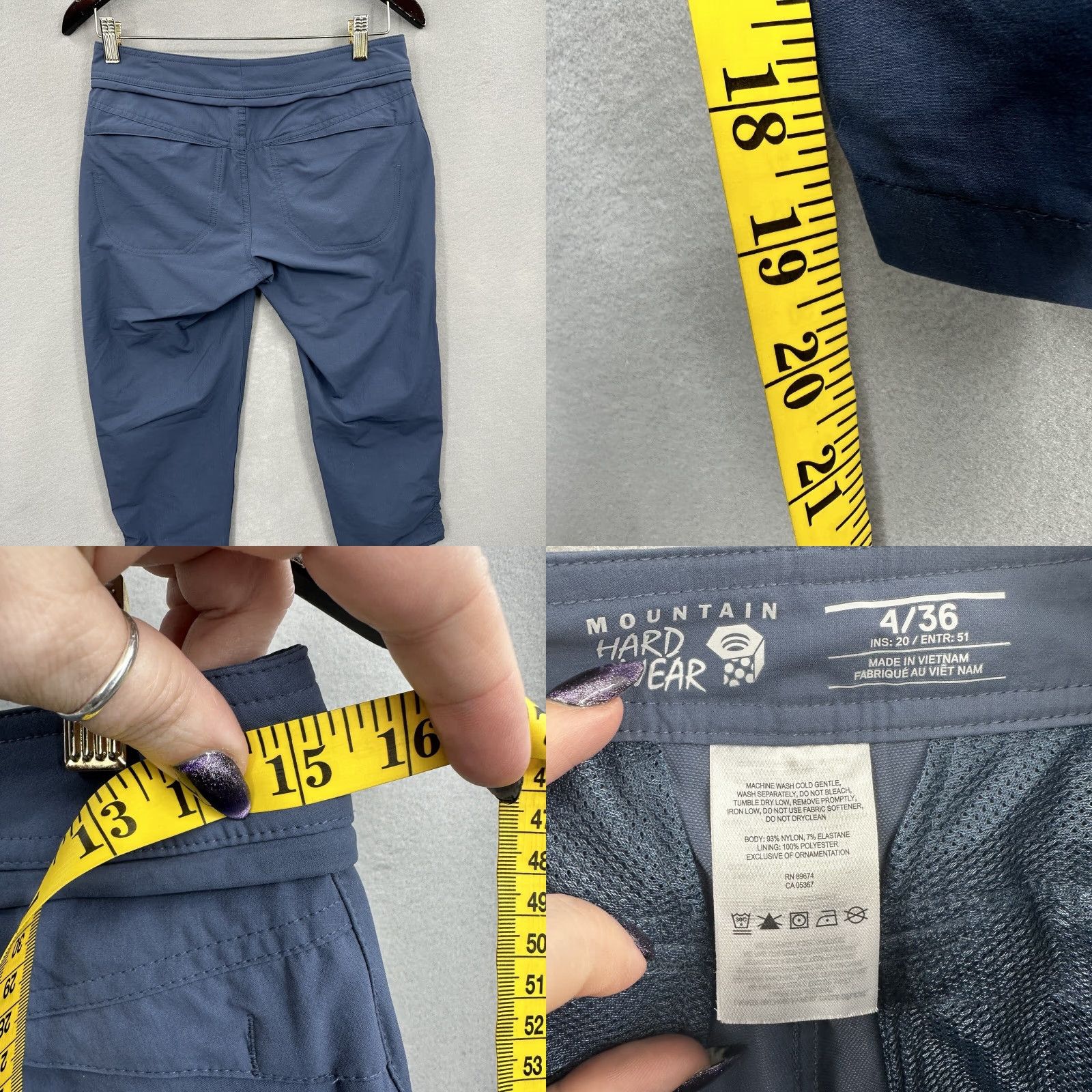 Mountain Hardwear VINTAGE Mountain Hardwear Capri Pants Womens 4 Blue Pockets Ruched Boho Crop Gorpcore N/A Size 27" / US 4 / IT 40 - 8 Thumbnail