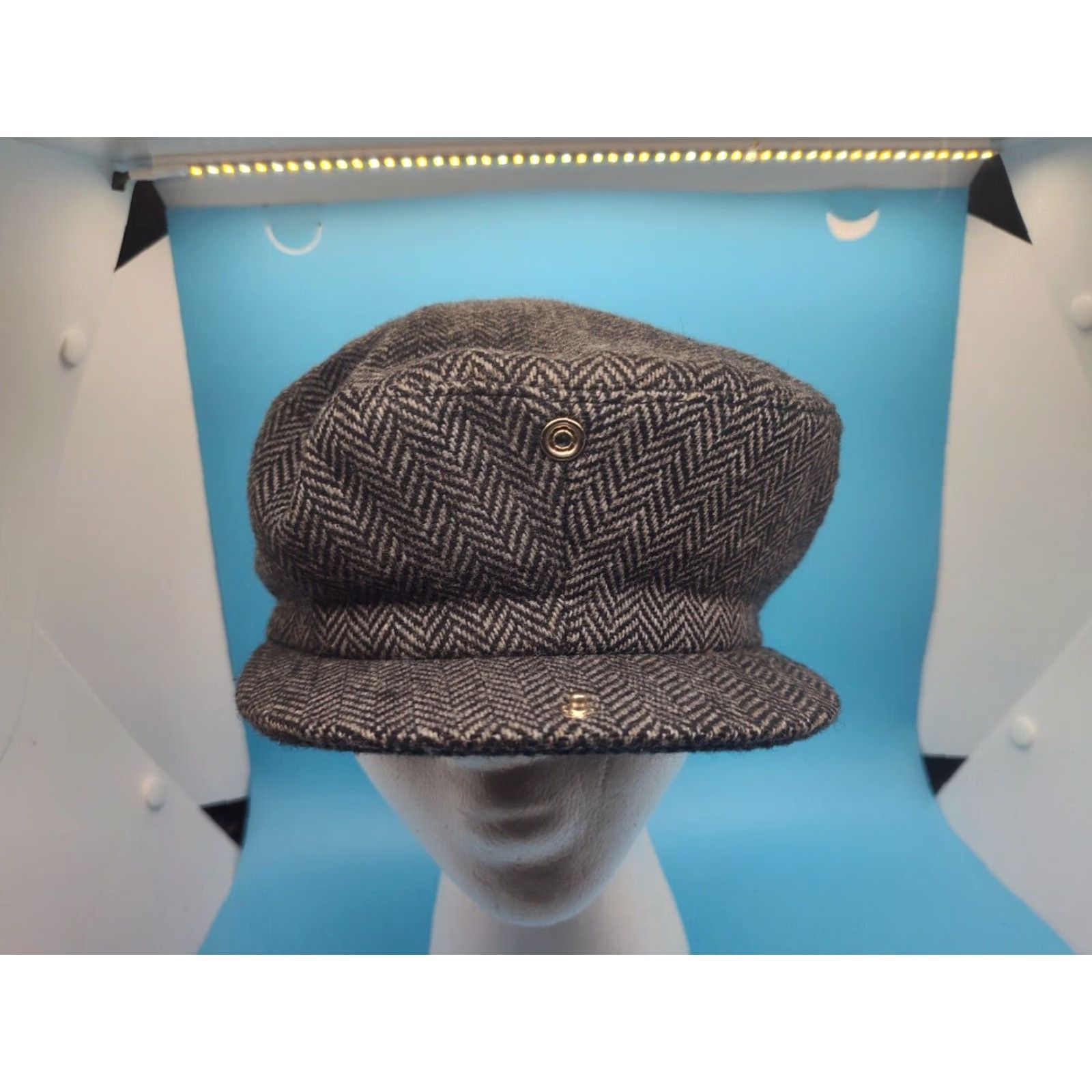 Vintage VINTAGE HaT Dark Gray Herringbone Wool Peaky Blinders Newsboy Hat Men 7 1/4-7 3/8 Large Gray Snap Front 70s-80s Mens Size ONE SIZE - 6 Thumbnail